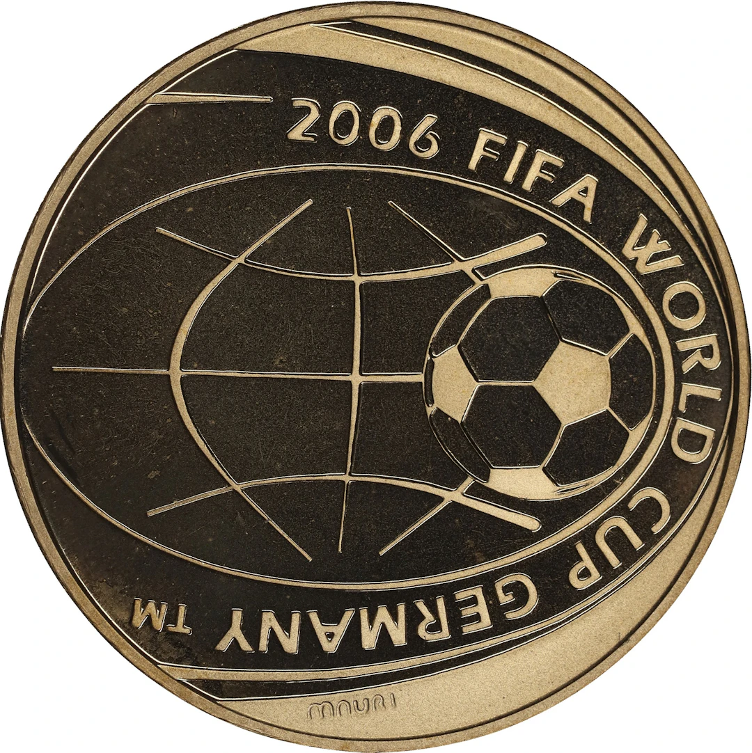 (0.187 oz, 5.816 g AGW). Italy. 2006 World Cup Gold 20 Euros.