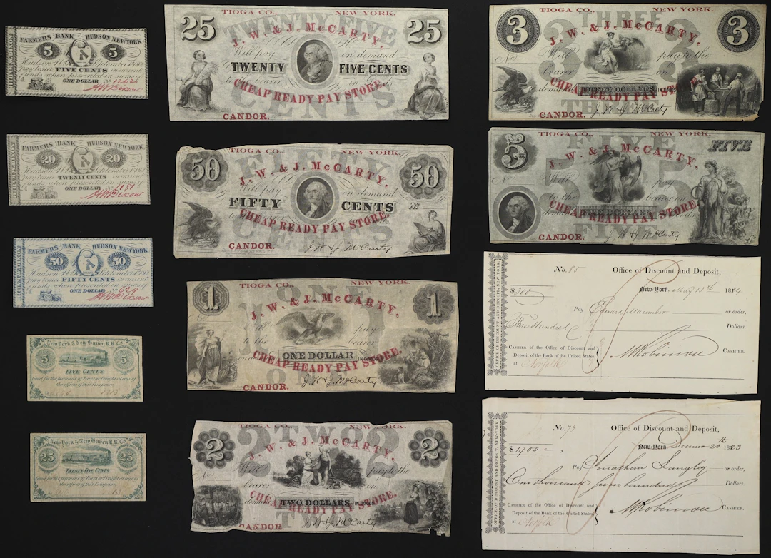 Lot of (13) New York Obsoletes. Mixed Issuers. 1810s - 60s. Very Good