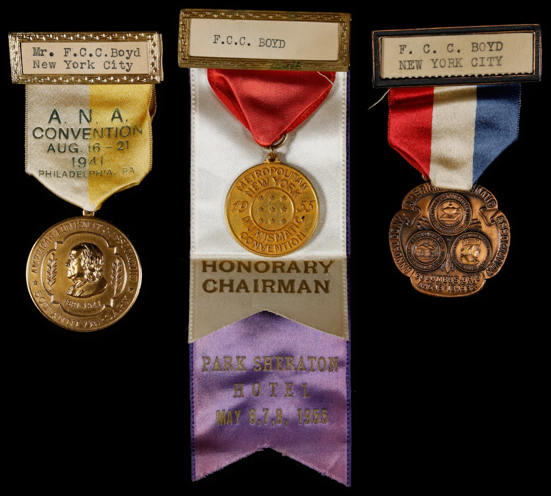 Lot of (3) Numismatic Convention Badges of F.C.C. Boyd.