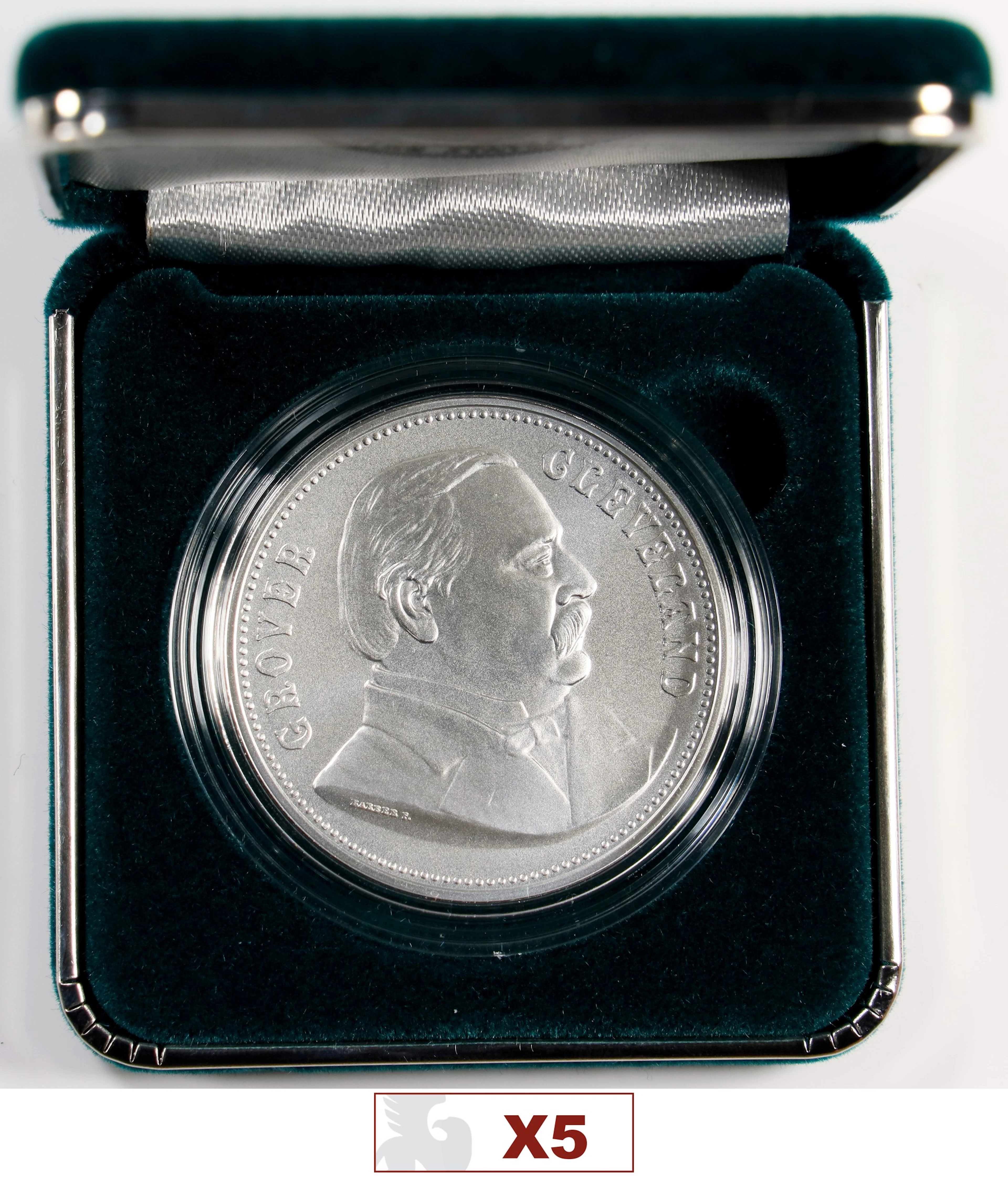 (5 oz, 155.52 g ASW). Lot of (5) United States Mint Presidential Silver Medals.