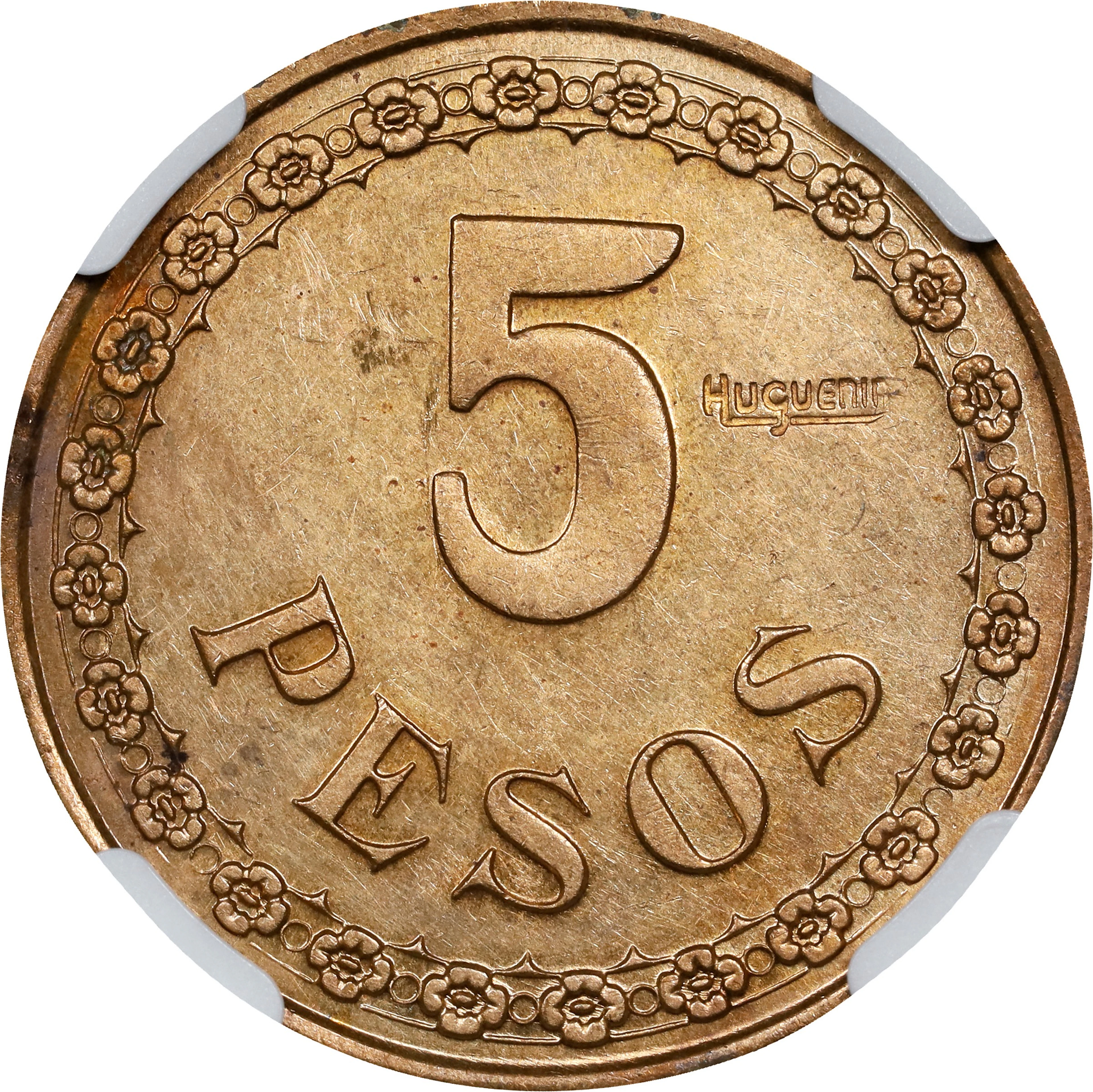 PARAGUAY. Copper-Nickel 5 Pesos Pattern, 1939. Le Locle (Huguenin)