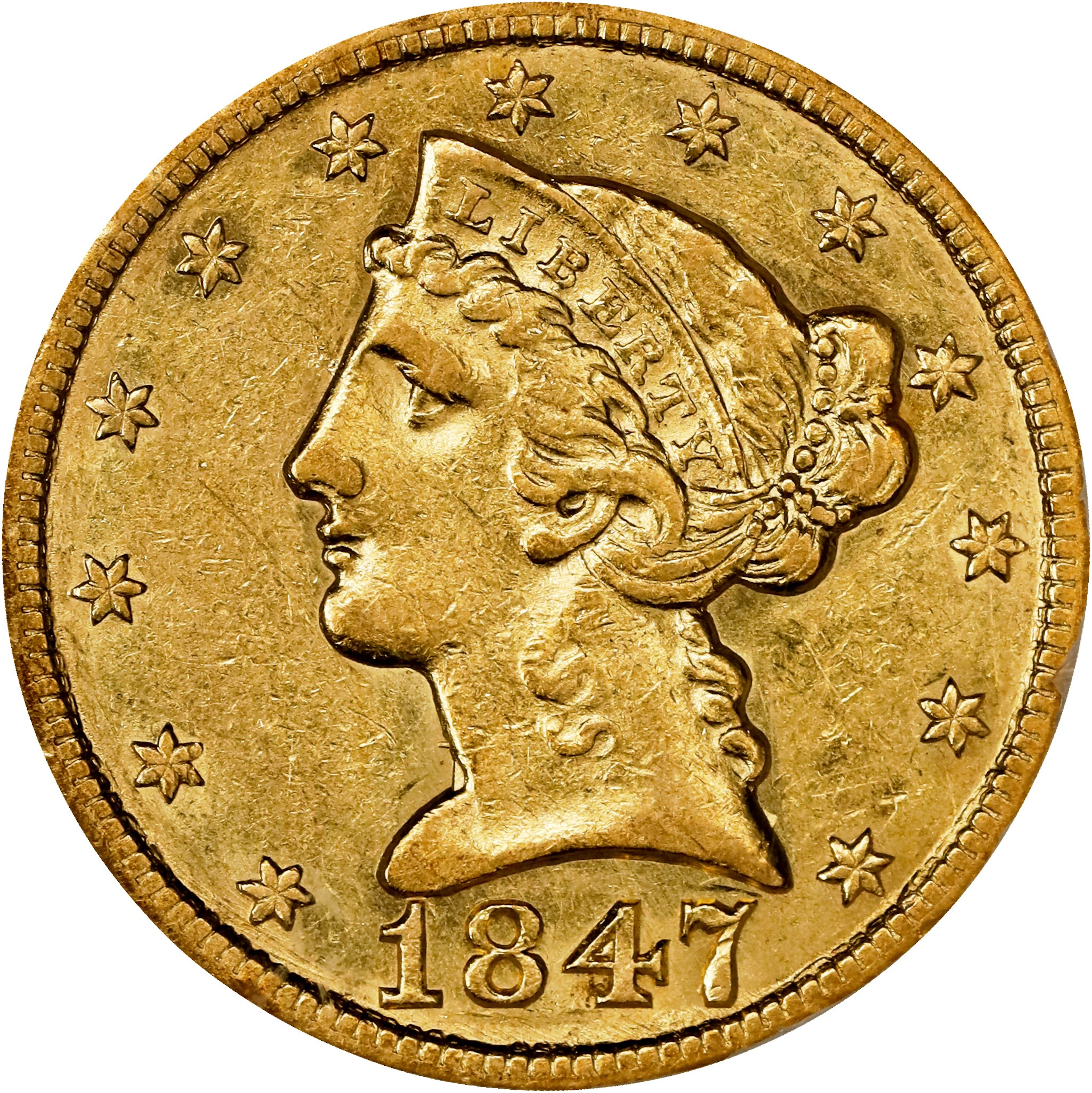 1847 Liberty Head Half Eagle. EF-40 (NGC). OH Generation 5.0.
