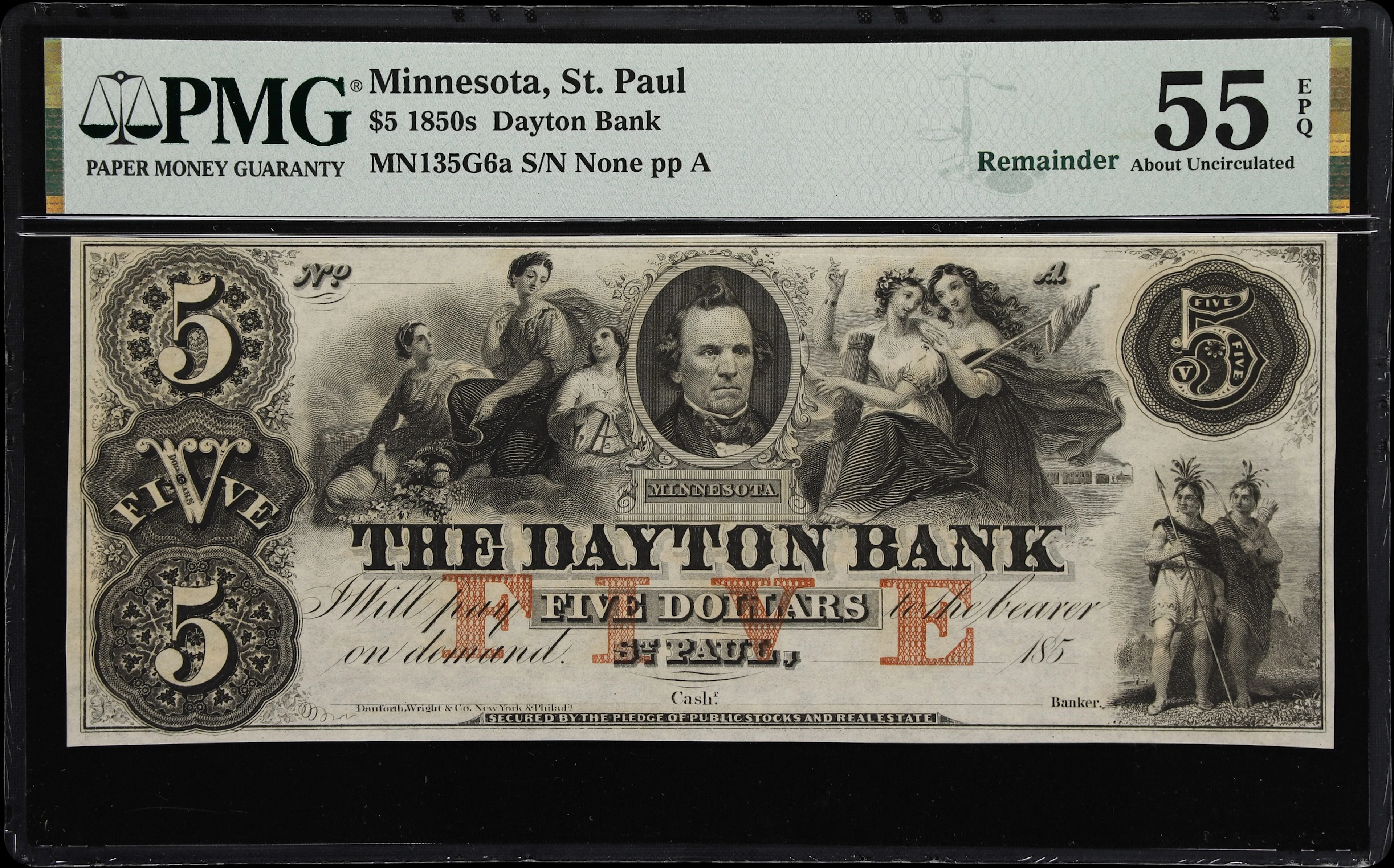 St. Paul, Minnesota. Dayton Bank. 185x $5. PMG About Uncirculated