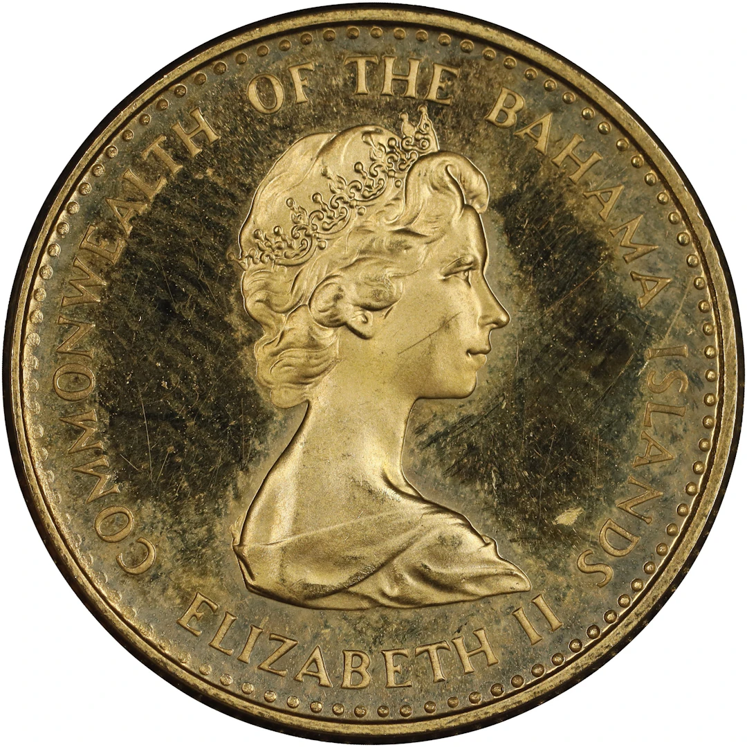 (0.235 oz, 7.309 g AGW). Bahamas. 1971 Gold $20.