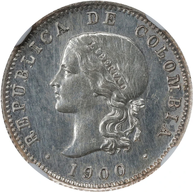 COLOMBIA. Silver 10 Centavos Pattern, 1900. Birmingham (Heaton) Mint.