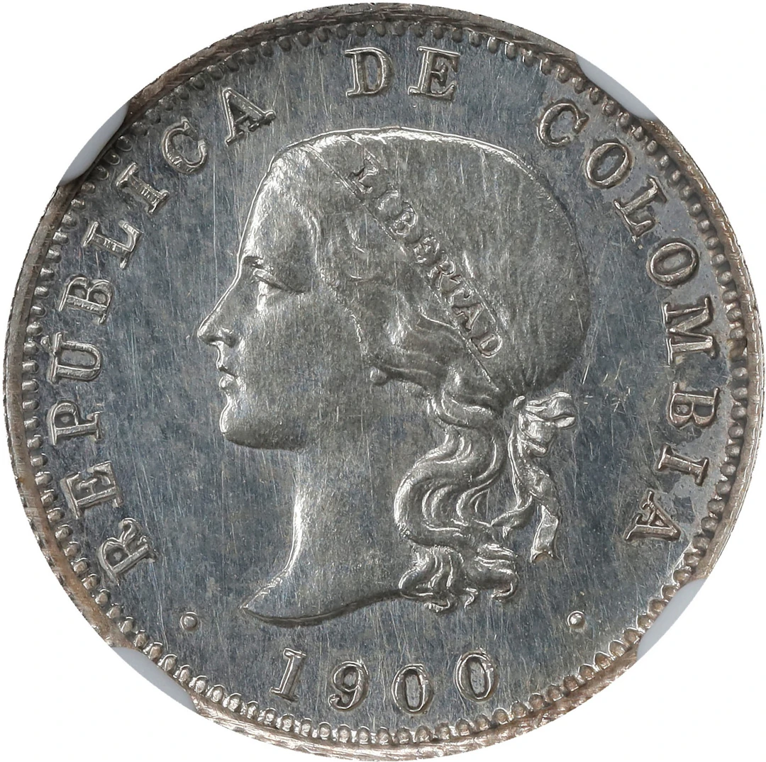 COLOMBIA. Silver 10 Centavos Pattern, 1900. Birmingham (Heaton) Mint.
