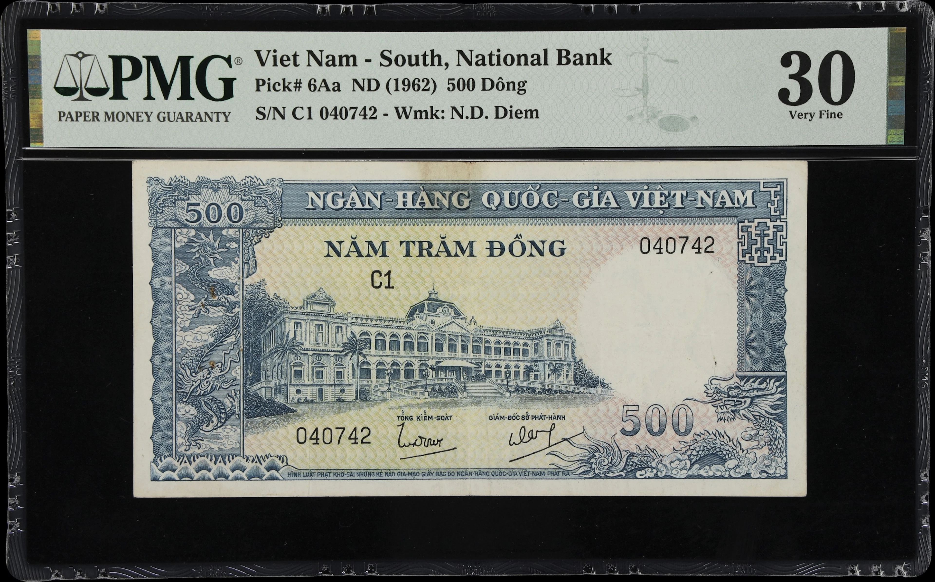 VIETNAM, SOUTH. National Bank of Vietnam. 500 Dong, ND (1962). P-6Aa.