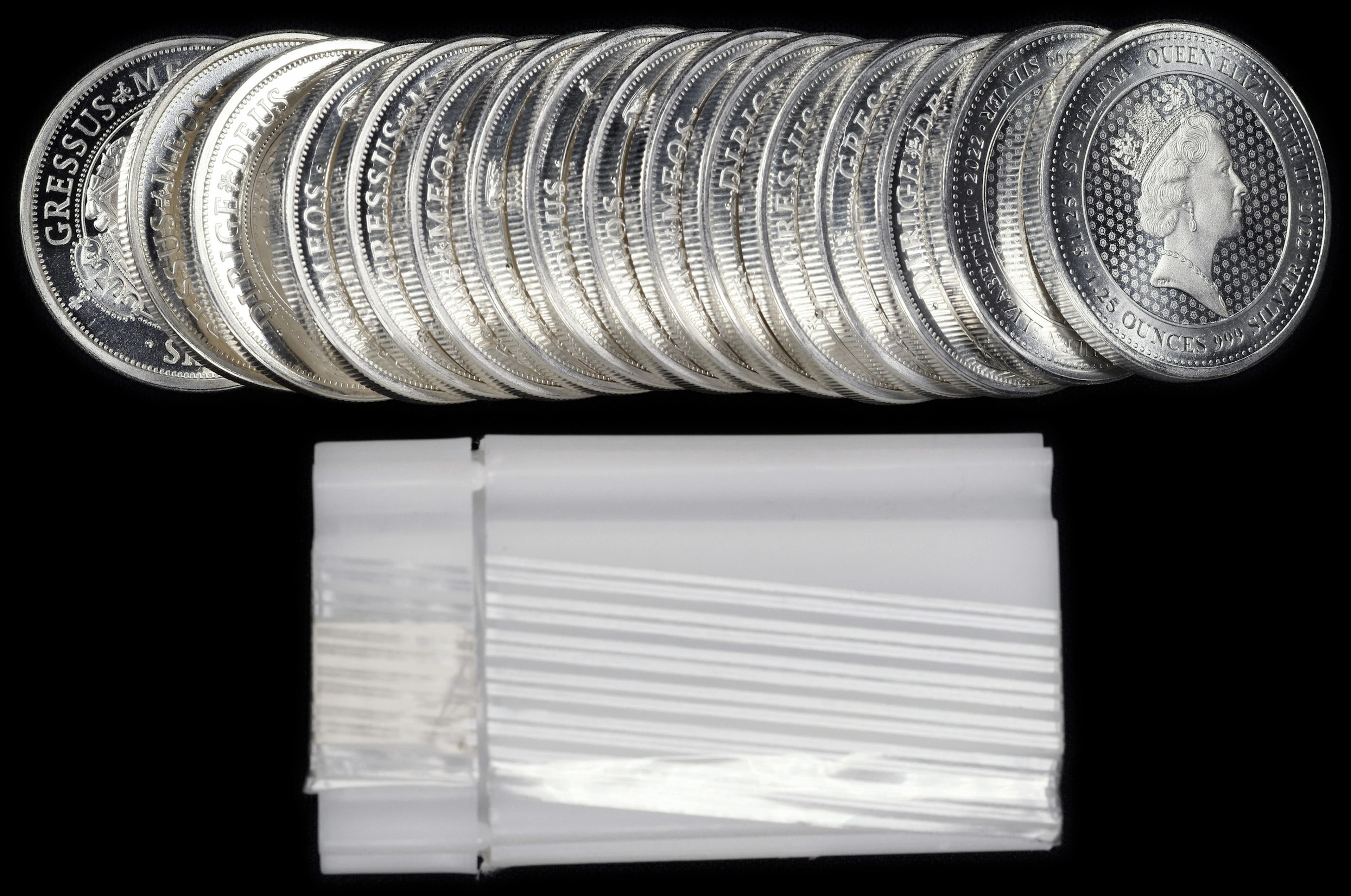 (20 oz, 622.08 g ASW). St. Helena. Lot of (16) 2022 1.25 oz Silver