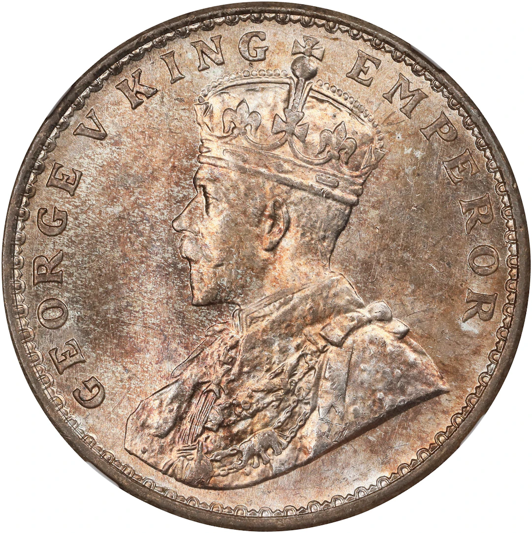 INDIA. Rupee, 1919-(C). Calcutta Mint. George V. NGC MS-64.