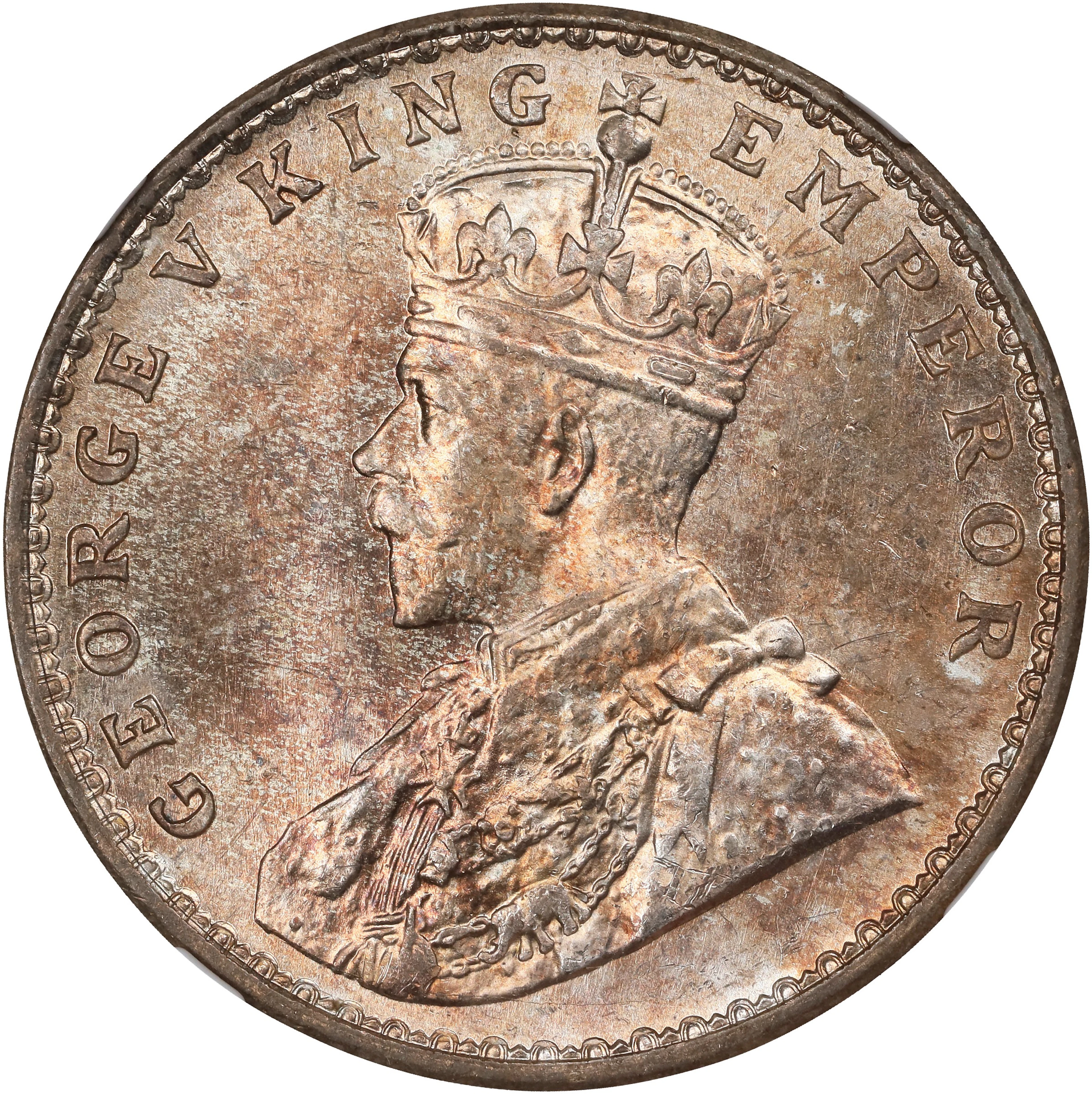 INDIA. Rupee, 1919-(C). Calcutta Mint. George V. NGC MS-64.