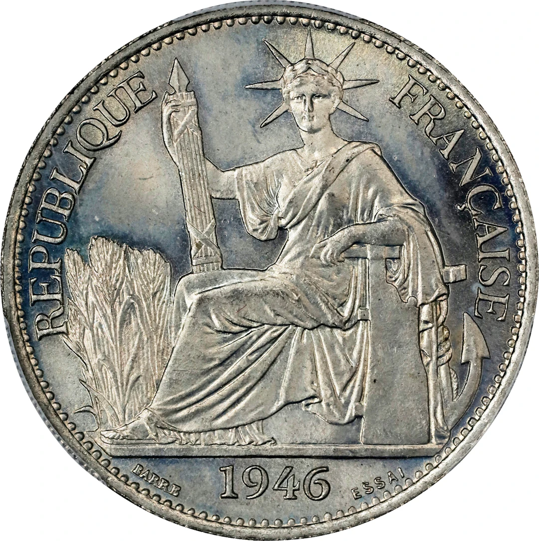 FRENCH INDO-CHINA. Copper-Nickel 50 Centimes Essai (Pattern), 1946.