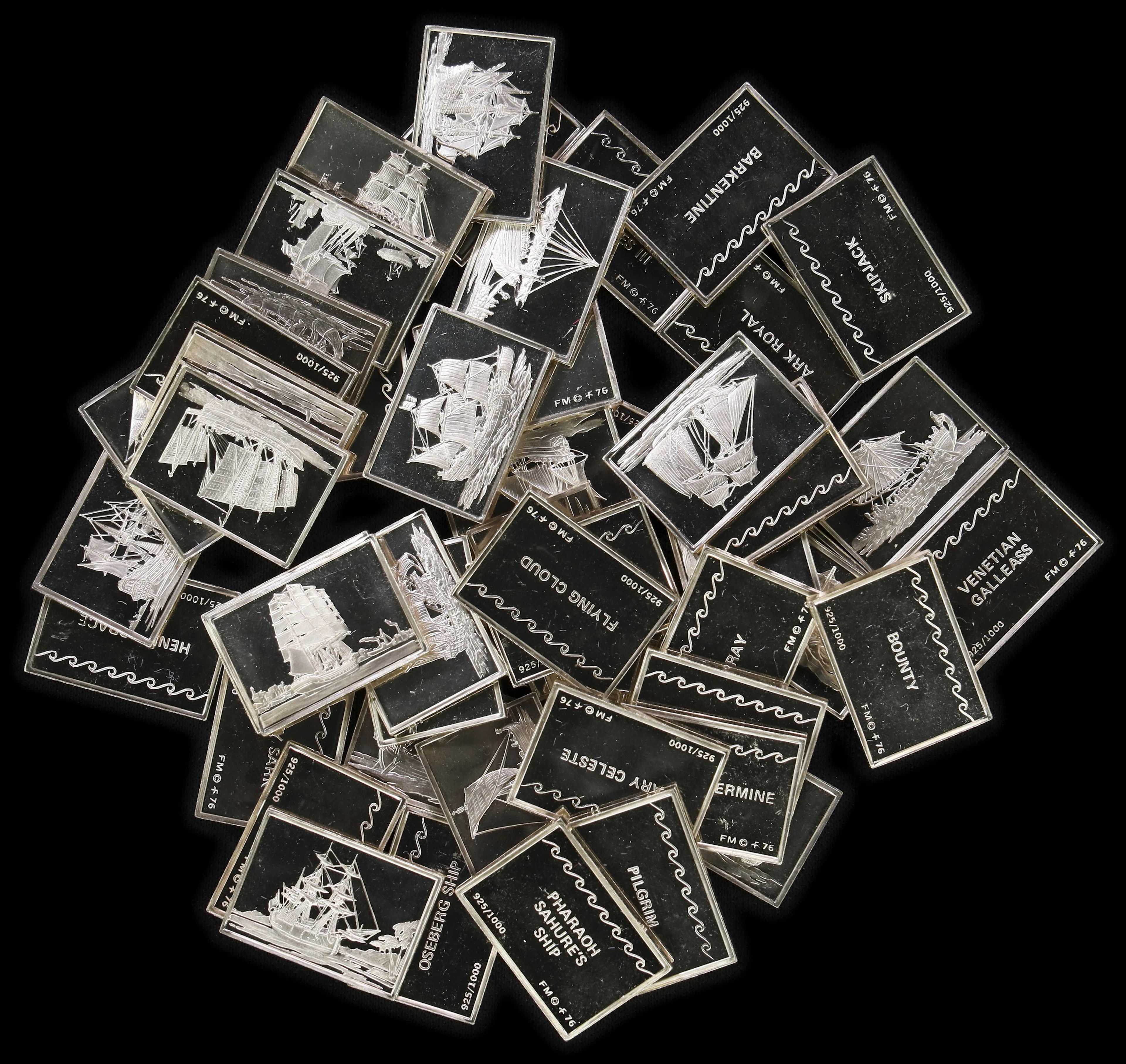 (4.461 oz, 138.752 g ASW). Lot of (50) Franklin Mint Assorted Ship