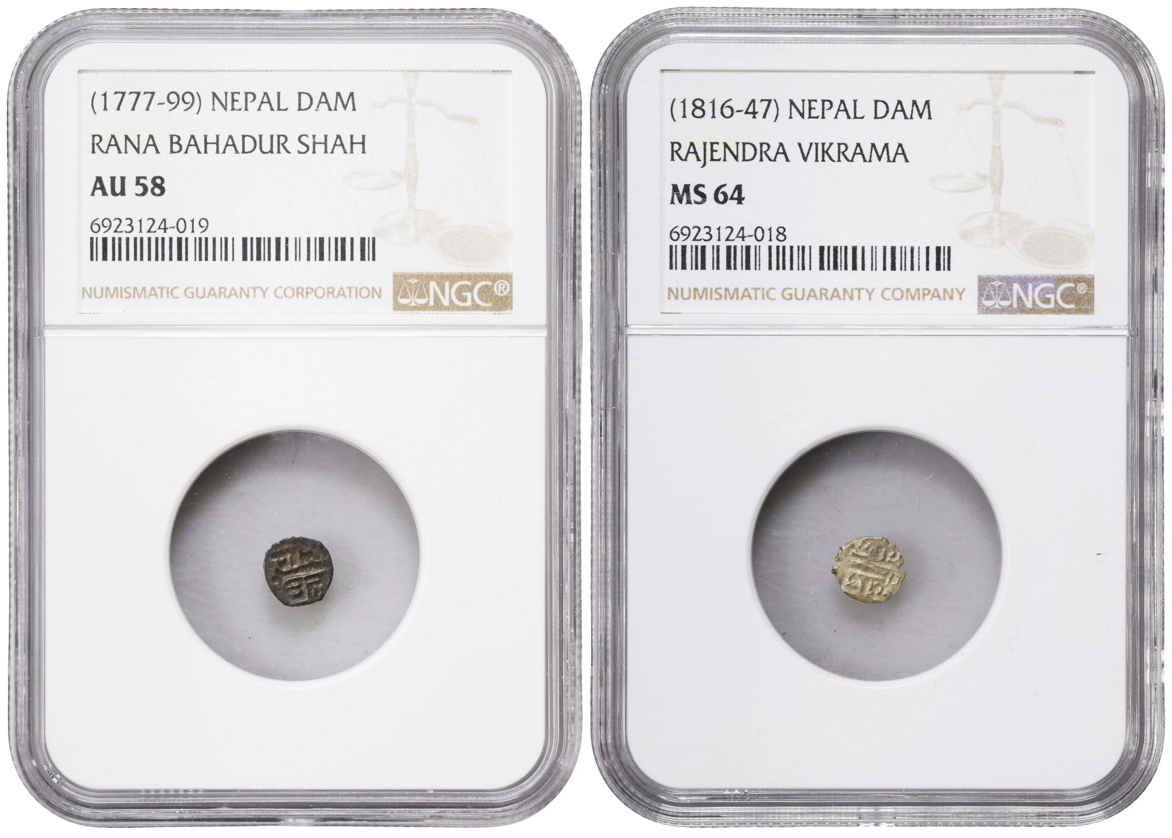 NEPAL. Duo of Dams, ND (1777-1847). Both NGC Certified.