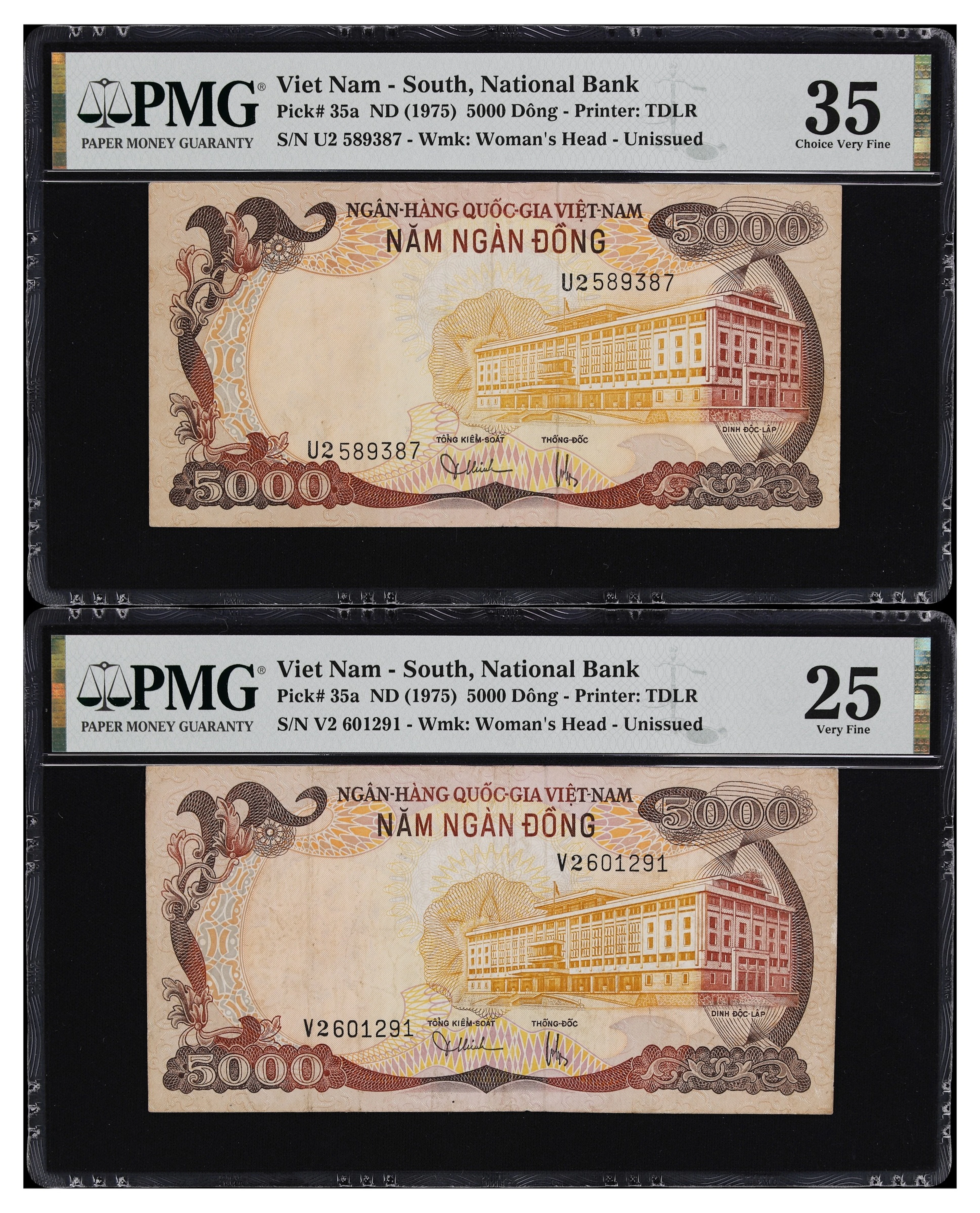 VIETNAM, SOUTH. Lot of (2). National Bank of Vietnam. 5000 Dong, ND