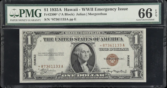 Fr. 2300*. 1935A $1 Hawaii Emergency Star Note. PMG Gem Uncirculated 66 EPQ.