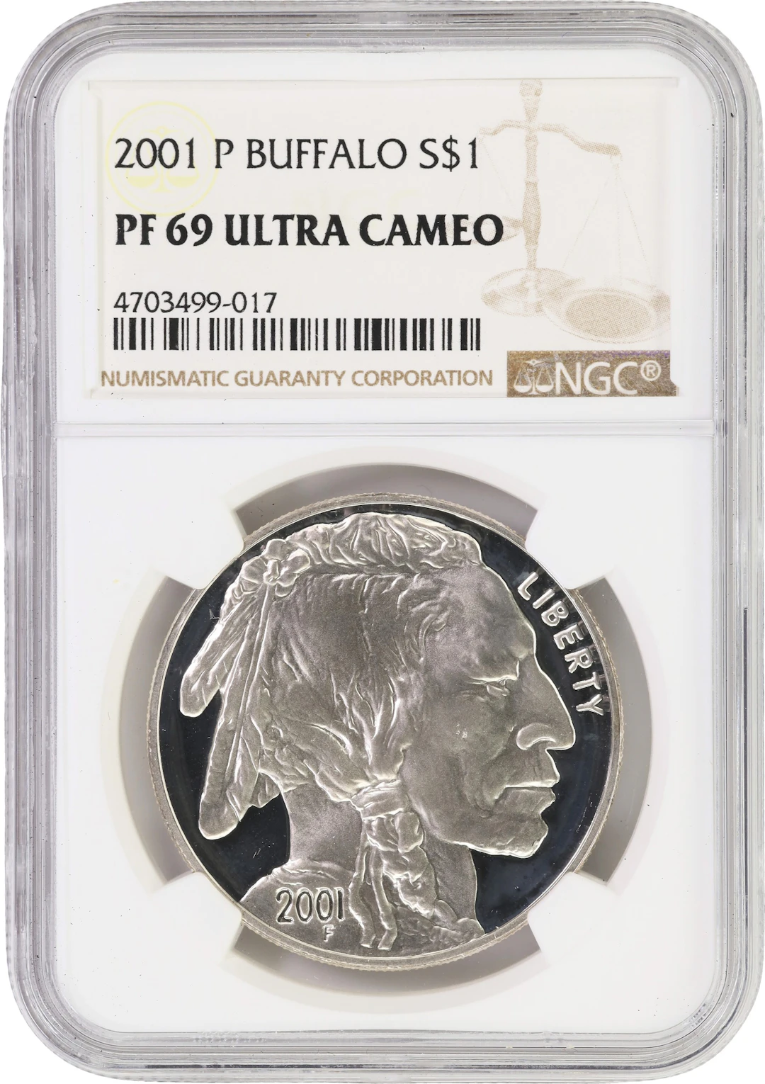 (0.773 oz, 24.056 g ASW). 2001-P American Buffalo Commemorative Silver