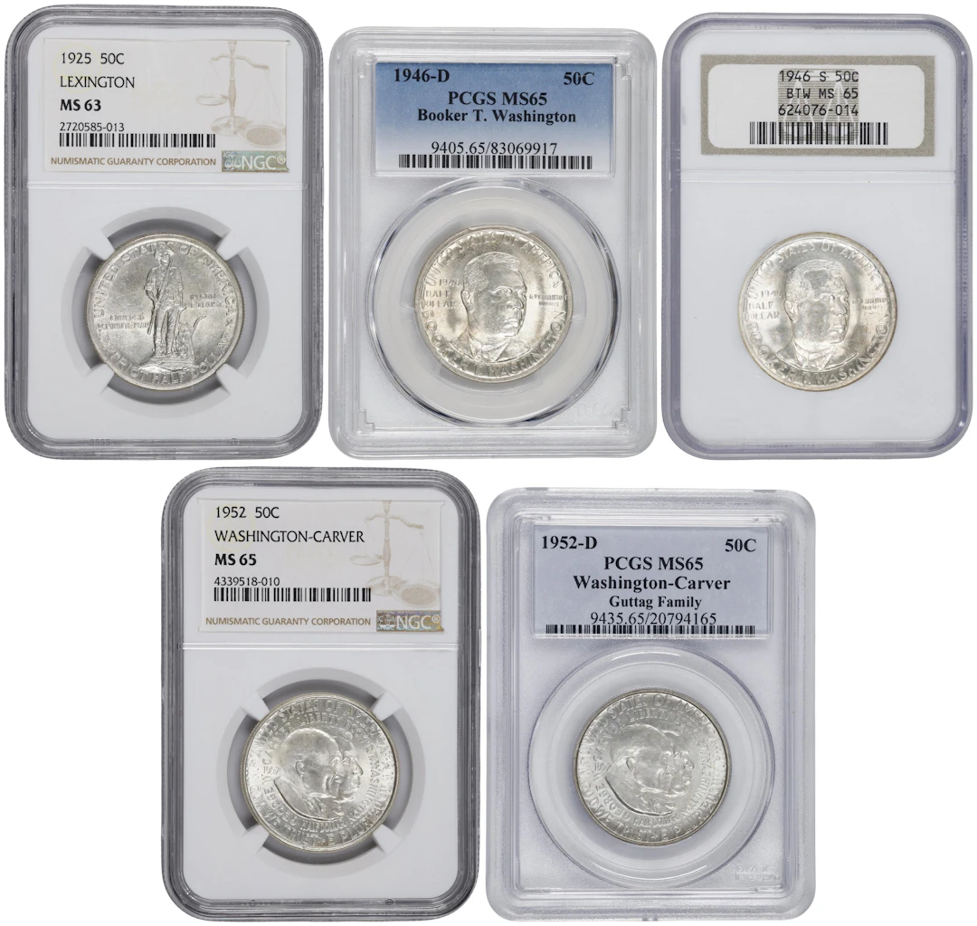 Lot of (5) Certified Classic Commemorative Half Dollars.
