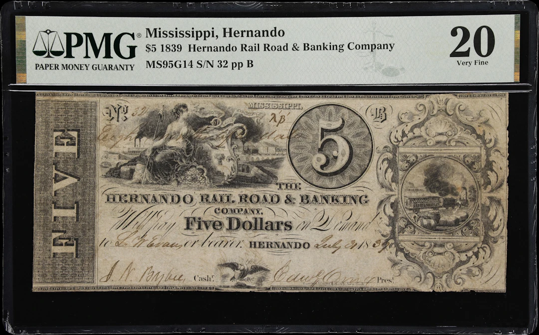 Hernando, Mississippi. Hernando Rail Road & Banking Company. 1839
