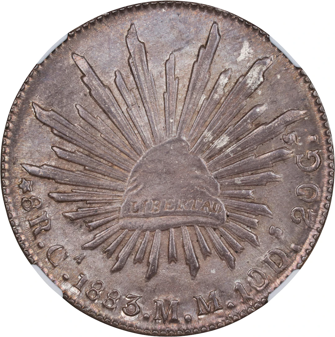 MEXICO. 8 Reales, 1883-Ca MM. Chihuahua Mint. NGC MS-63.
