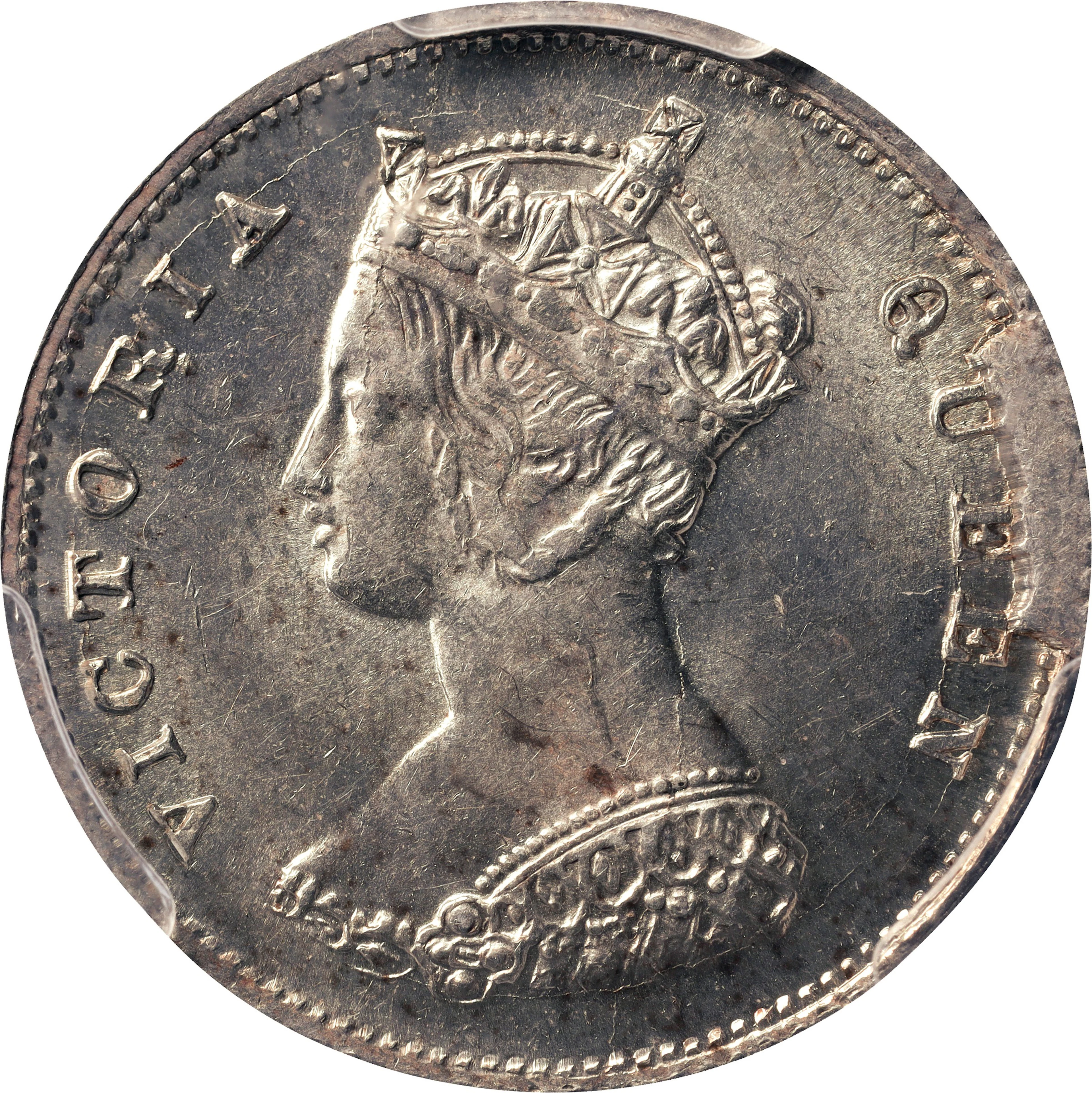 (t) HONG KONG (SAR). Mint Error -- Cud Die Break -- 10 Cents, 1868.