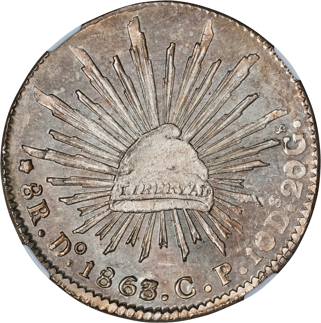 MEXICO. 8 Reales, 1863-Do CP. Durango Mint. NGC Unc Details--Reverse Cleaned.