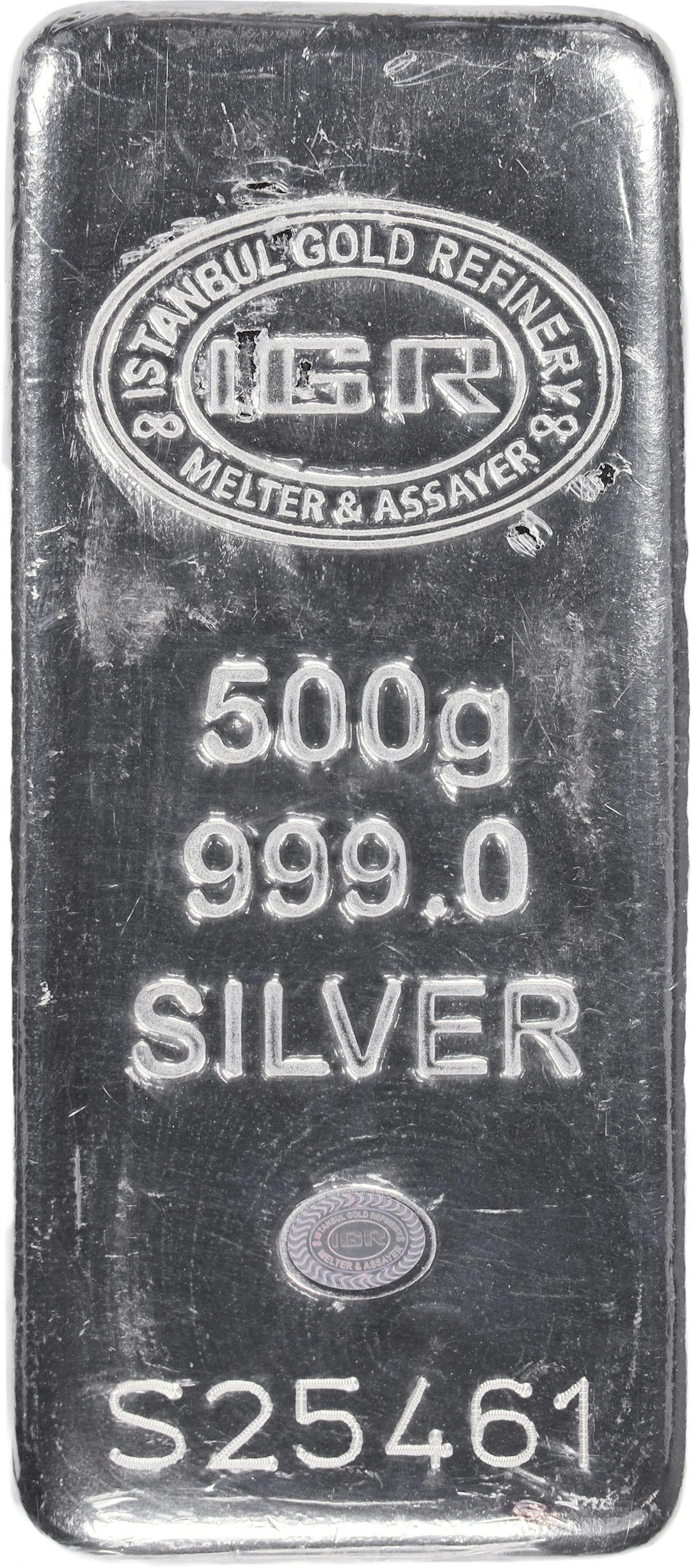 (16.075 oz, 500 g ASW). IGR 500 gram Silver Bar.