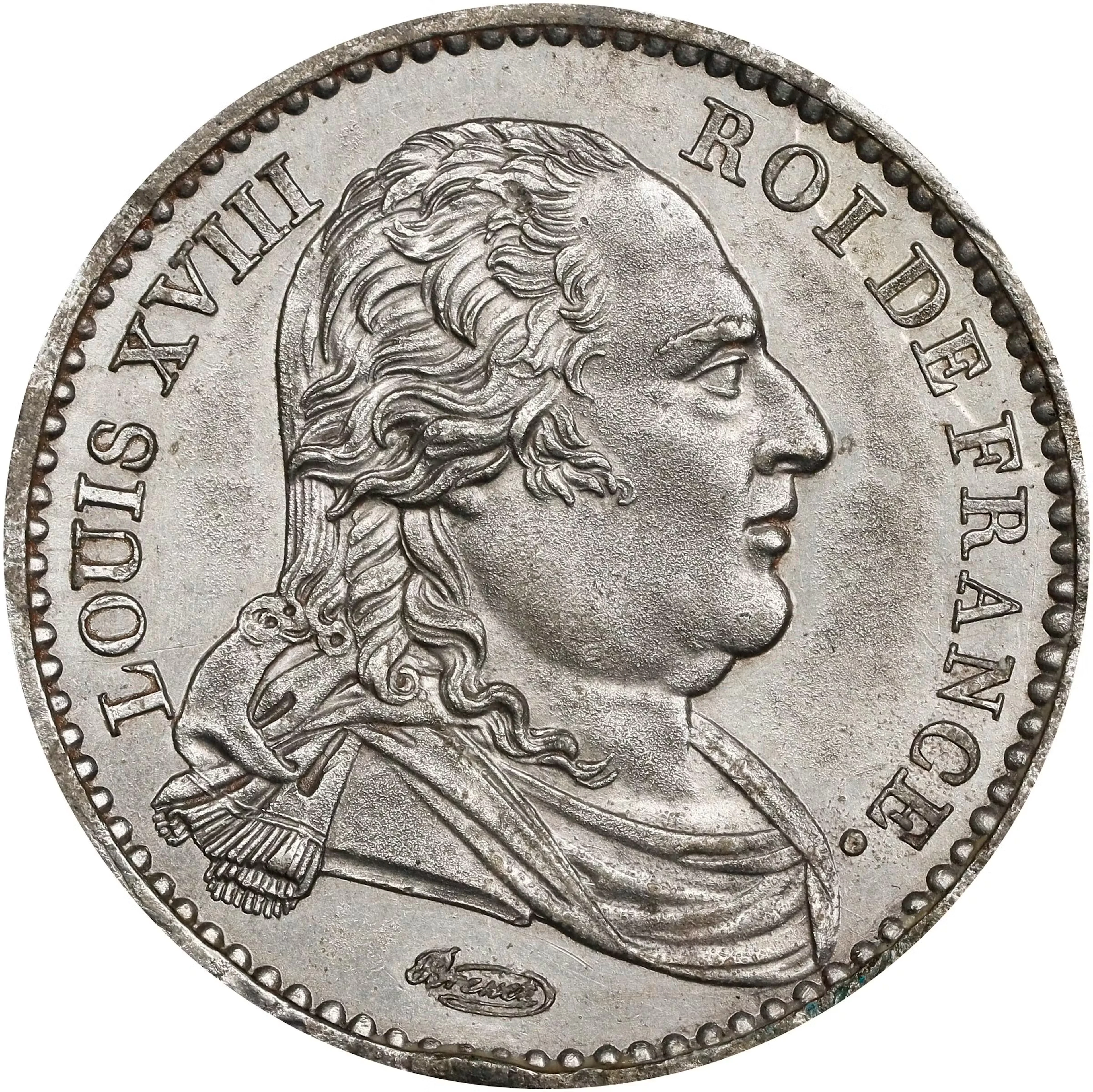 FRANCE. Kingdom (First Restoration). Tin 40 Francs Essai (Pattern)
