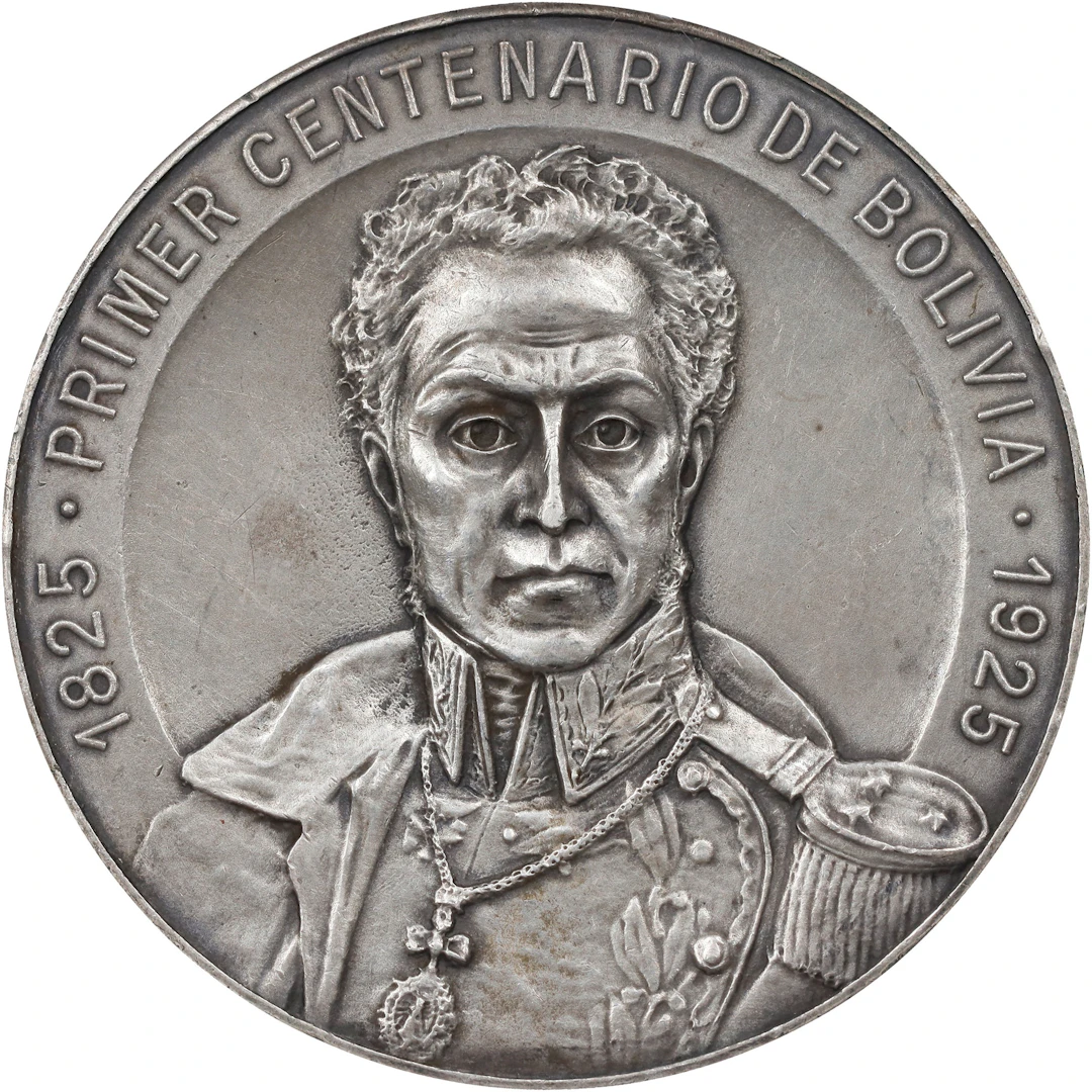 BOLIVIA. Centennial of Independence Silver Medal, 1925. NGC MS-60.