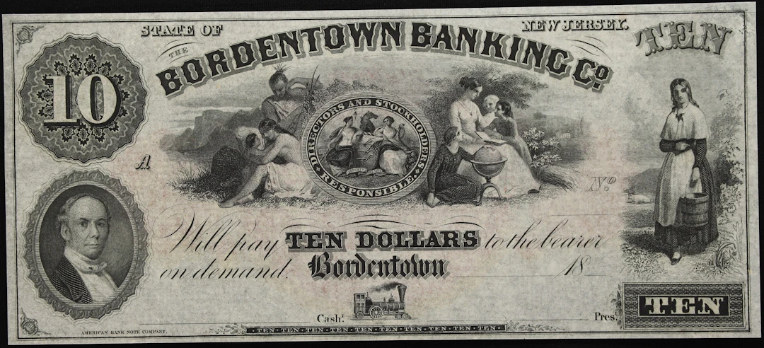 Bordentown, New Jersey. Bordentown Banking Company. 18xx $10. Choice