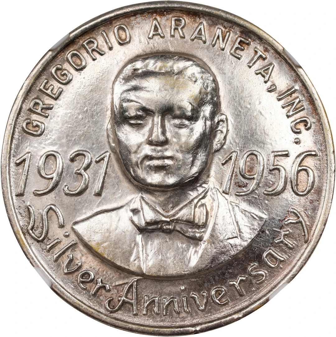 PHILIPPINES. Gregorio Araneta Silver Jubilee Silver Medal, 1956. NGC AU-58.