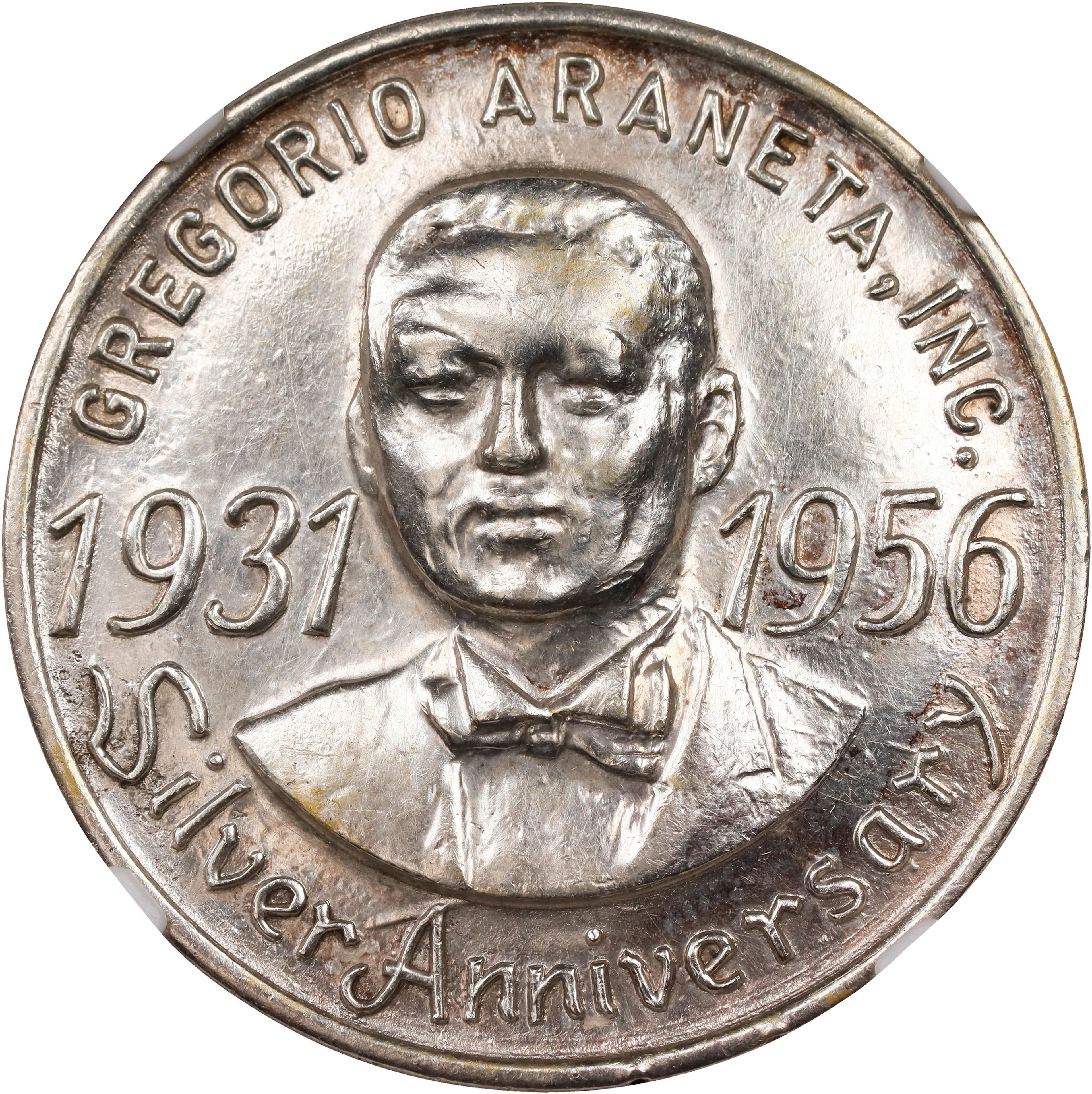 PHILIPPINES. Gregorio Araneta Silver Jubilee Silver Medal, 1956. NGC AU-58.