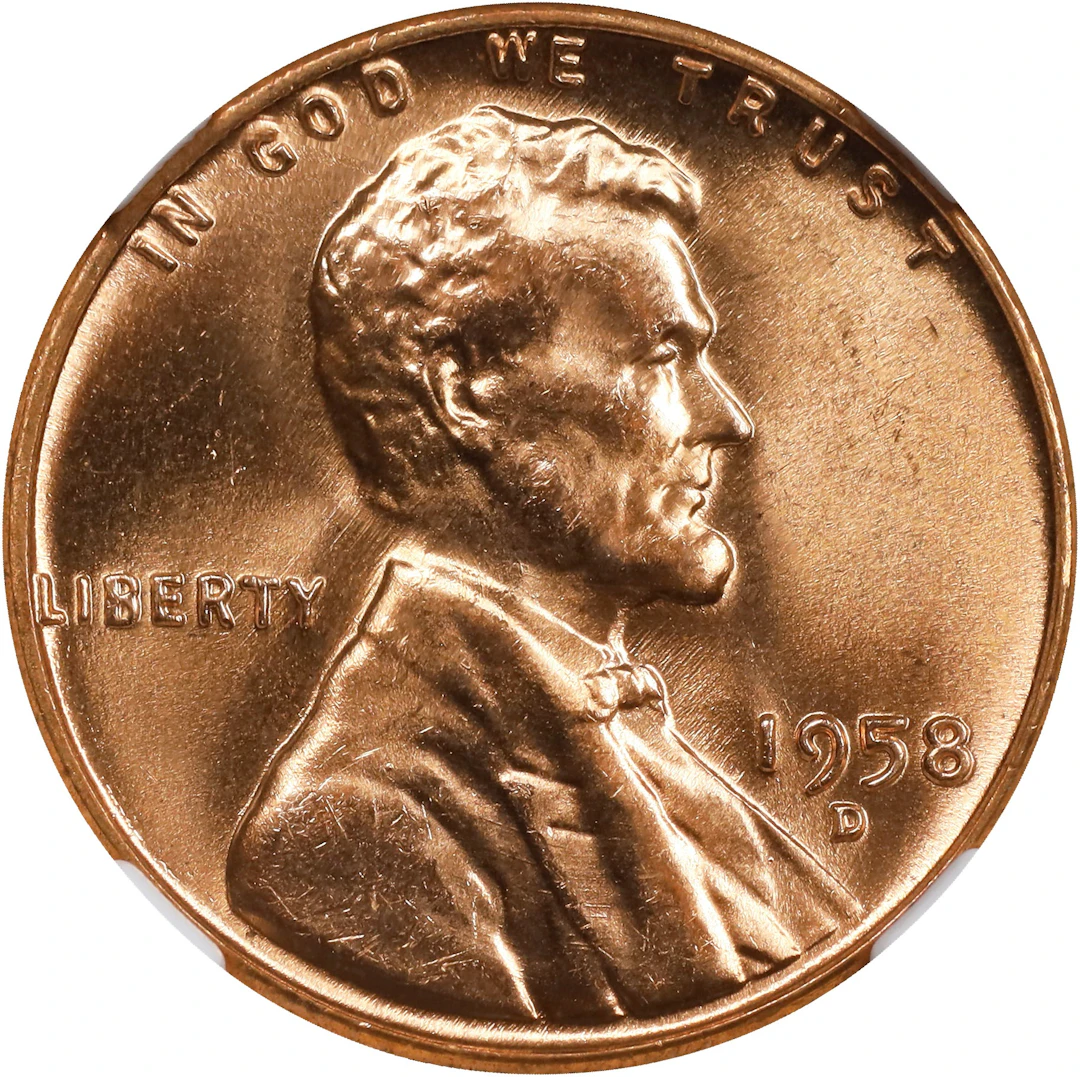 1958-D Lincoln Cent. MS-67 RD (NGC).