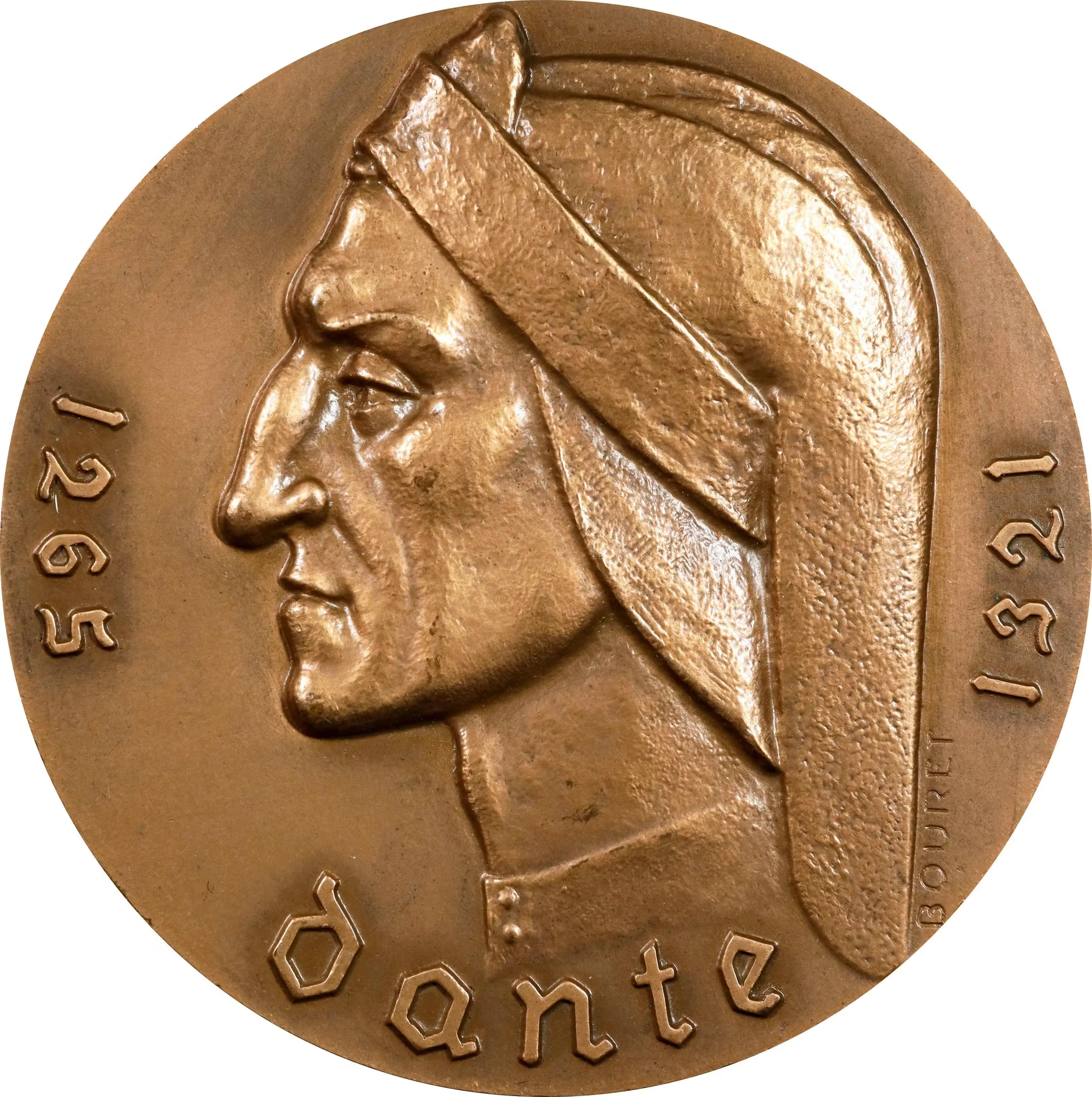 FRANCE. 700th Anniversary of the Birth of Dante Bronze Medal, ND (ca.