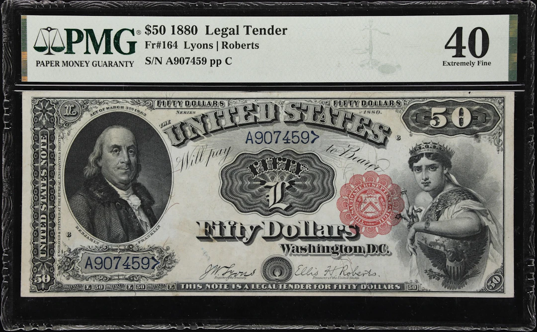 Fr. 164. 1880 $50 Legal Tender Note. PMG Extremely Fine 40.