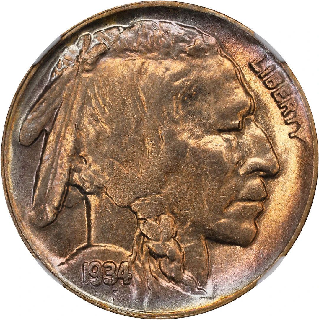 1934-D Buffalo Nickel. MS-64 (NGC).