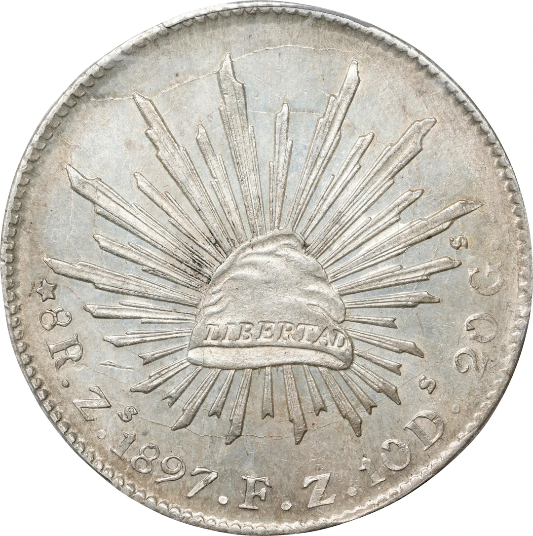 MEXICO. 8 Reales, 1897-Zs FZ. Zacatecas Mint. PCGS MS-62.