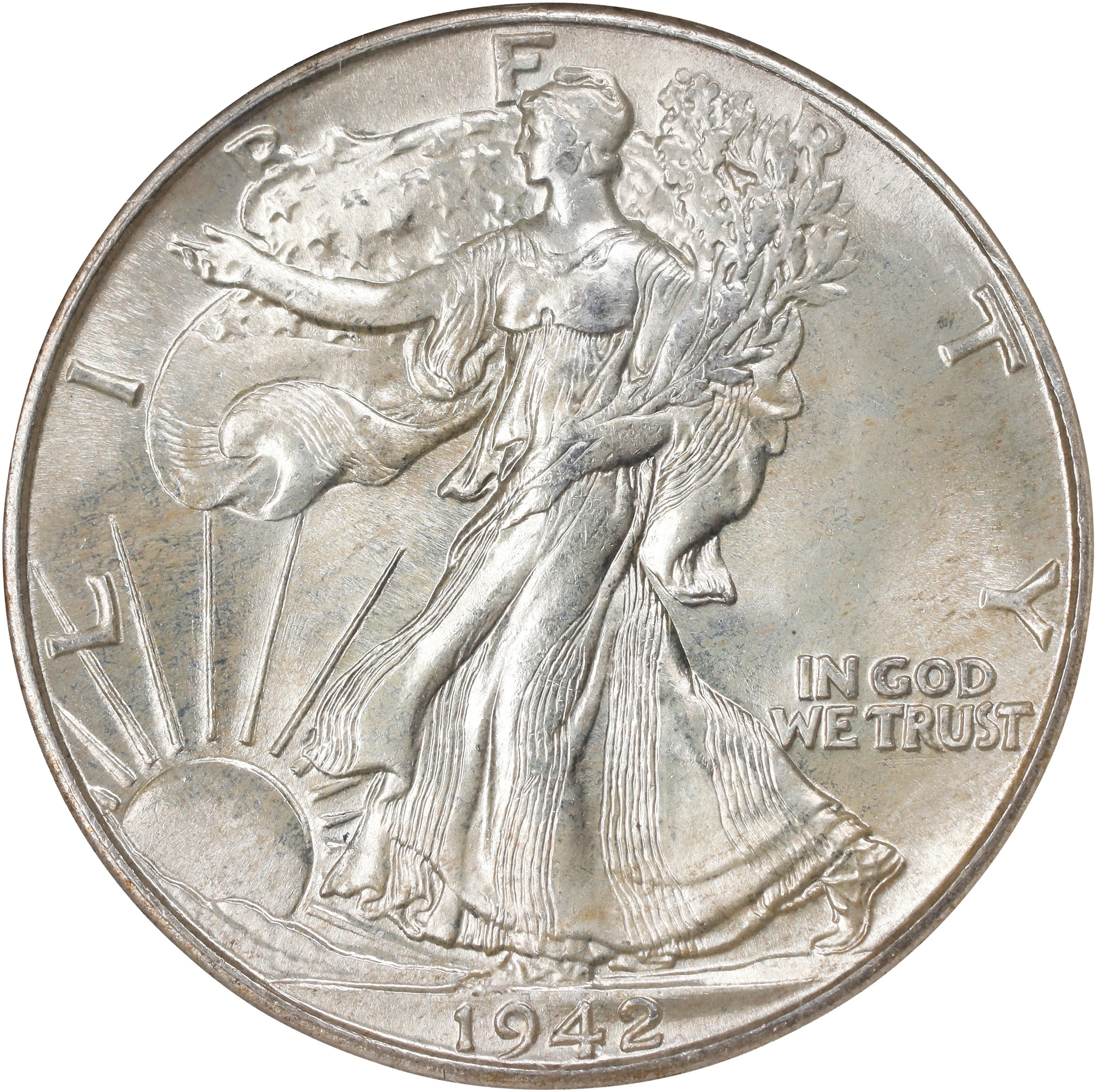 1942 Walking Liberty Half Dollar. MS-67 (NGC).