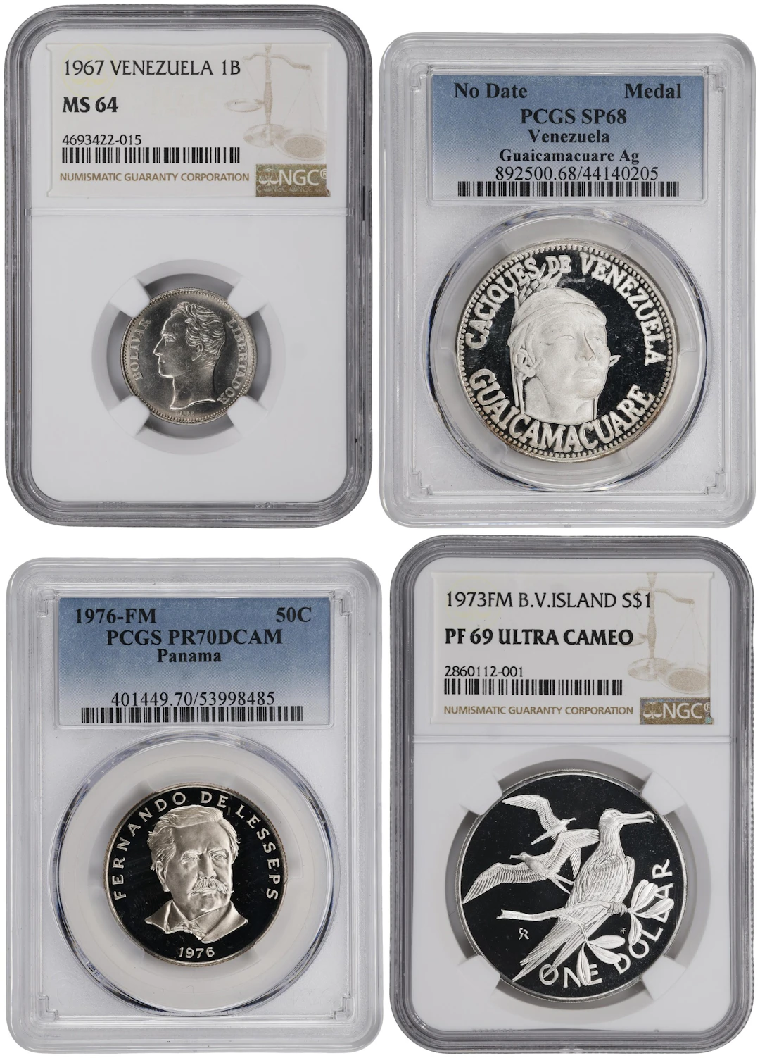 LATIN AMERICA. Quartet of Mixed Denominations (4 Pieces), 1967-73.