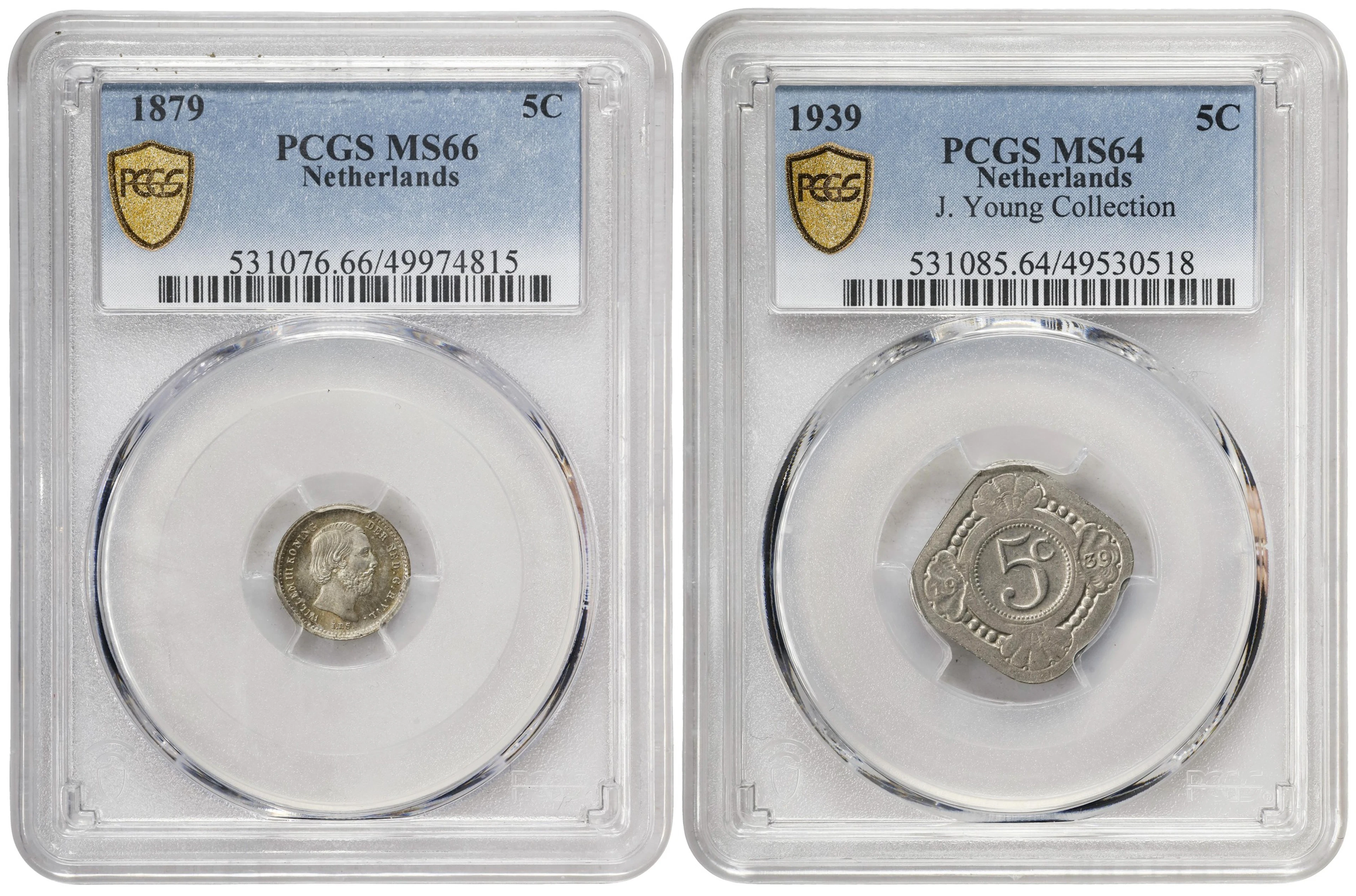 NETHERLANDS. Duo of 5 Cents (2 Pieces), 1879-1939. Utrecht Mint. Both