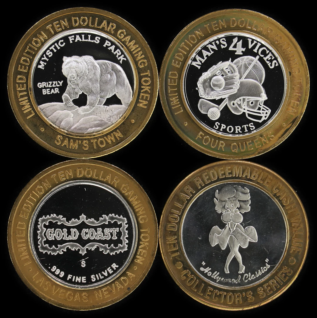 (2.4 oz, 74.65 g ASW). Lot of (4) Assorted Casino "Silver Strike"