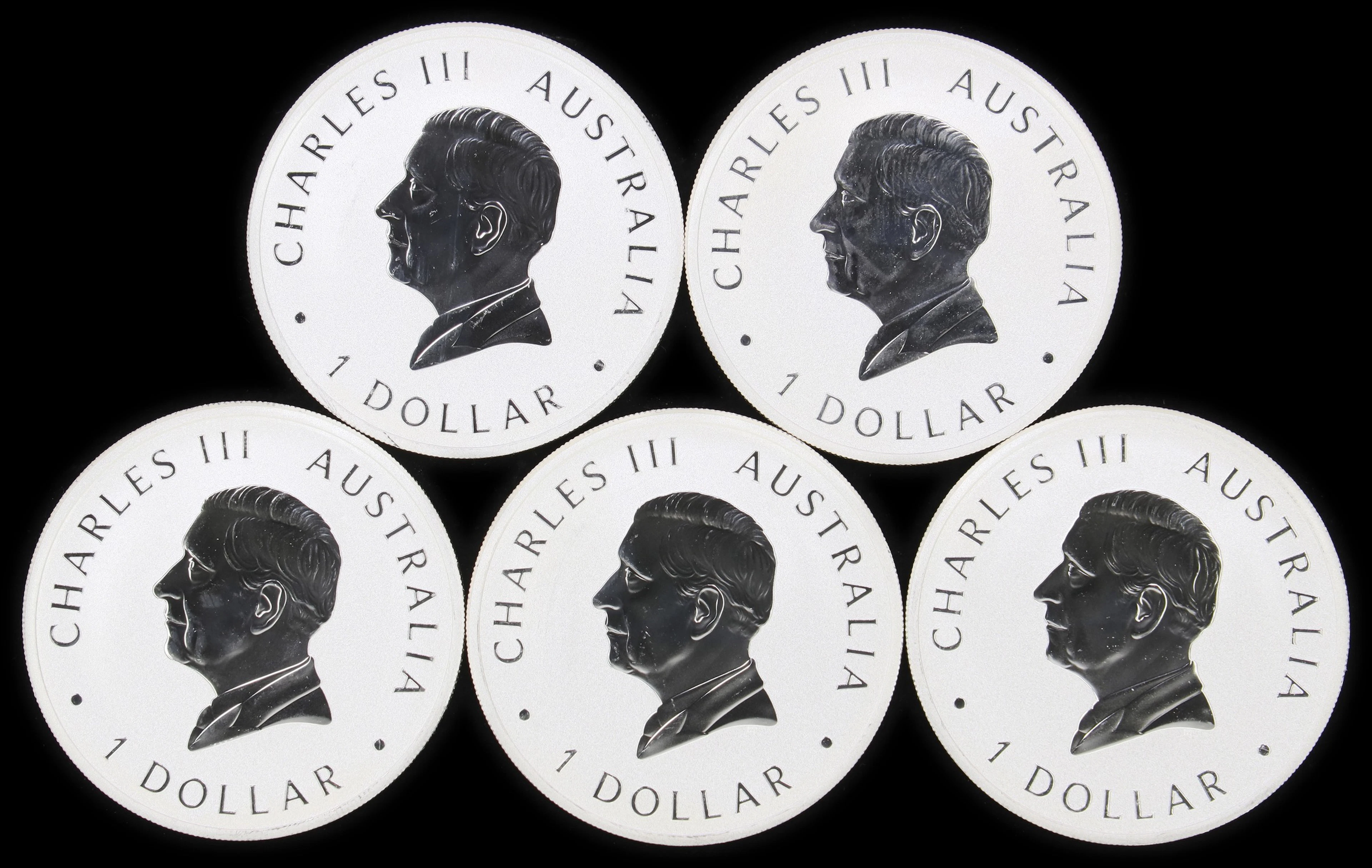 (5 oz, 155.52 g ASW). Australia. Lot of (5) 2026 1 oz Silver Wedge-Tailed