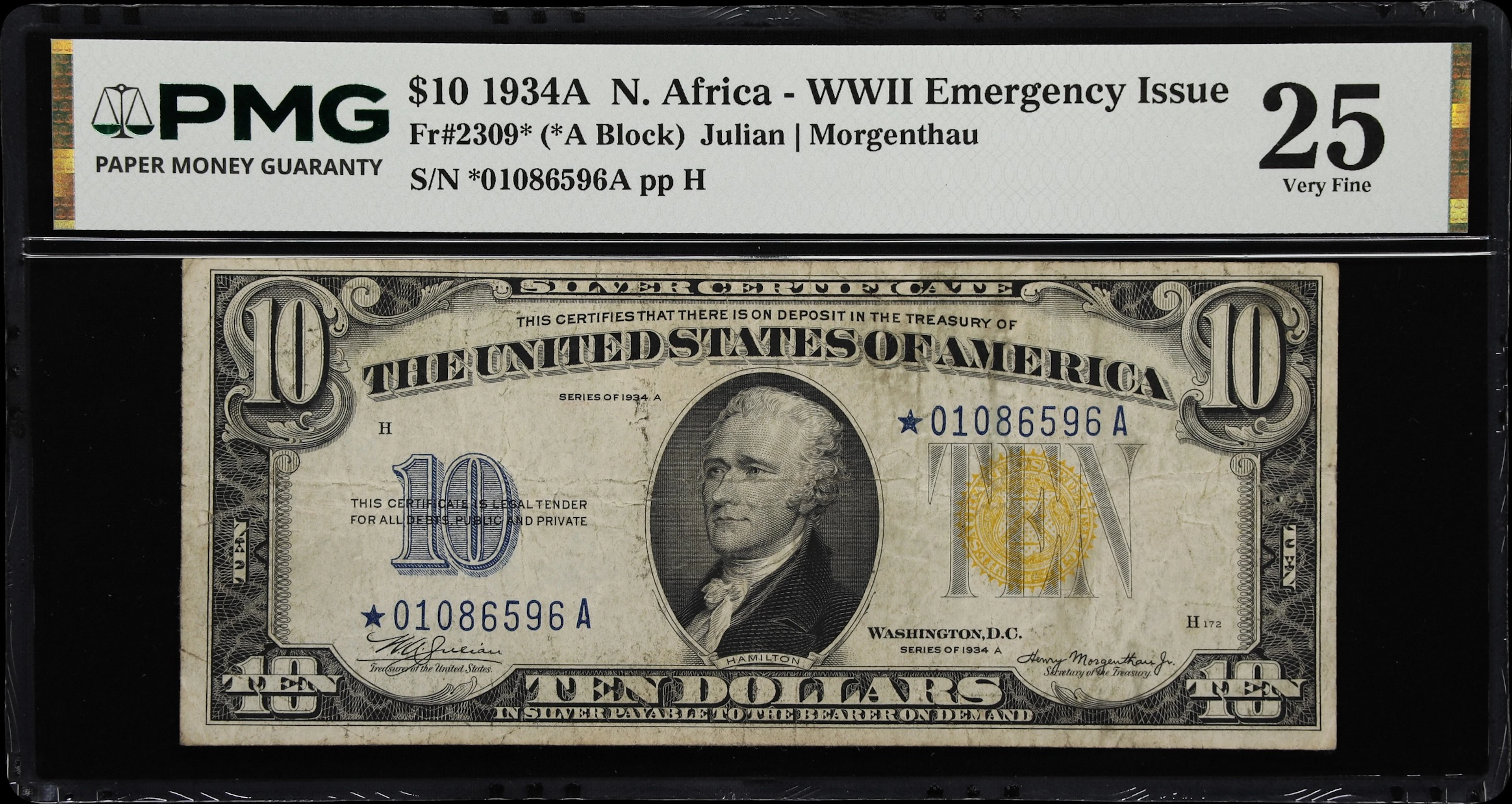 Fr. 2309*. 1934A $10 North Africa Emergency Star Note. PMG Very Fine 25.