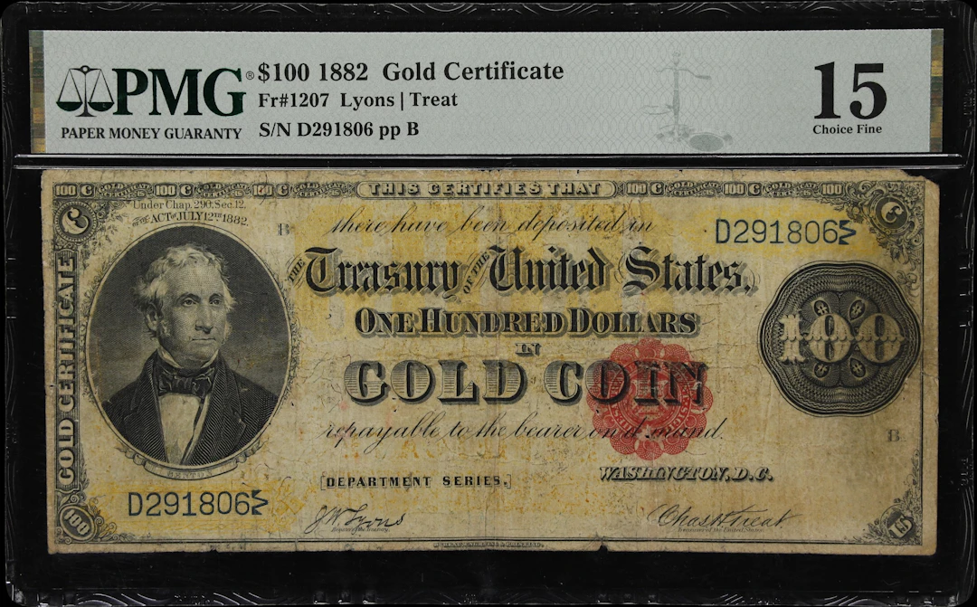 Fr. 1207. 1882 $100 Gold Certificate. PMG Choice Fine 15.