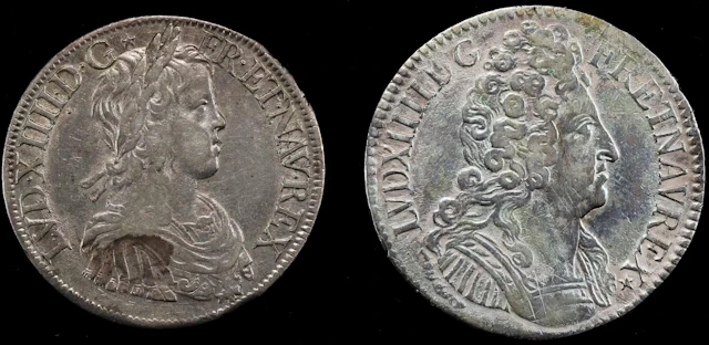 FRANCE. Duo of Ecus (2 Pieces), 1651 & 1709. Paris Mint. Louis XIV.