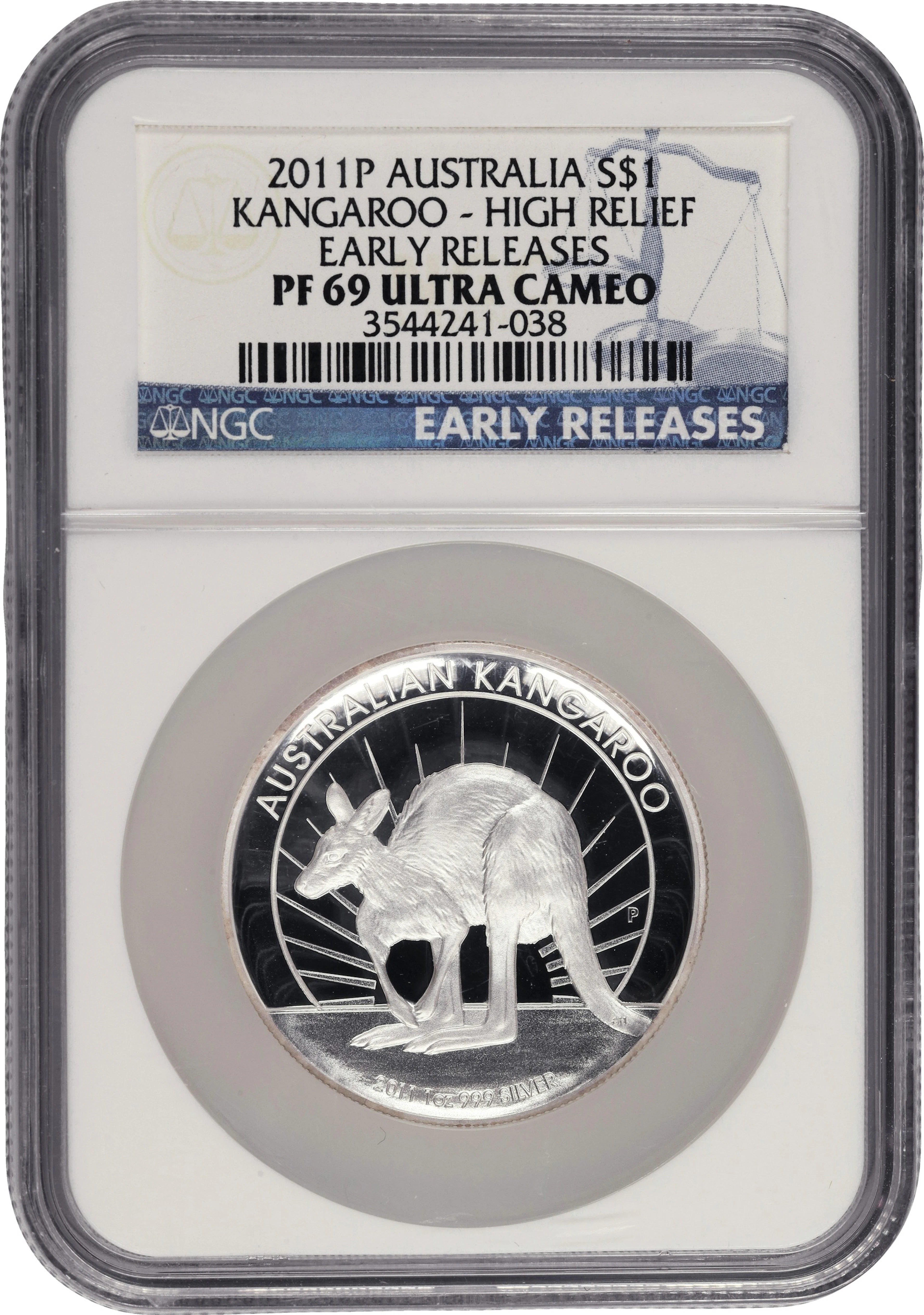 (1 oz, 31.104 g ASW). Australia. 2011-P 1 oz Silver Kangaroo $1. High