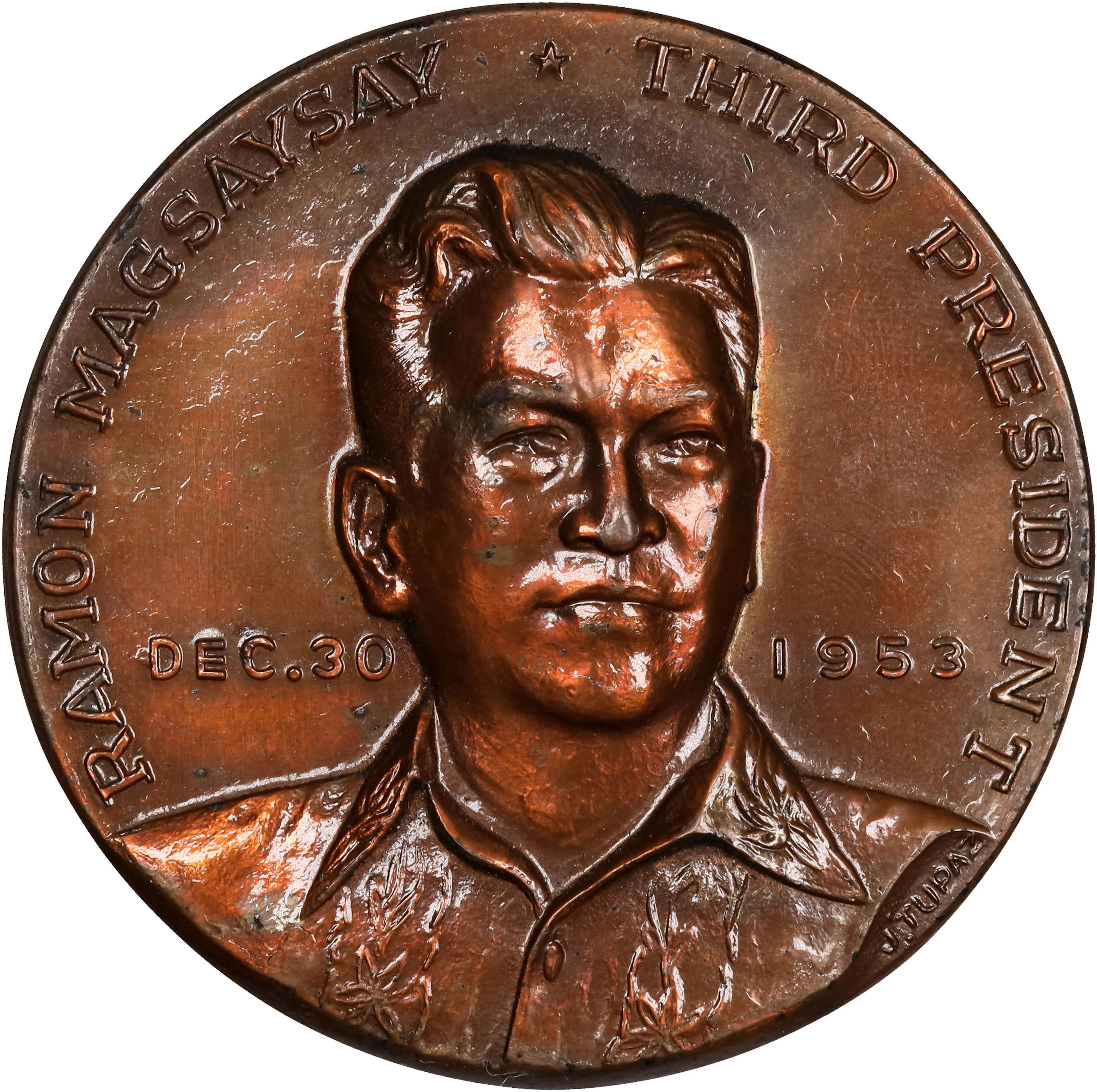PHILIPPINES. President Paymond Magsaysay Bronze Medal, 1953. UNCIRCULATED.