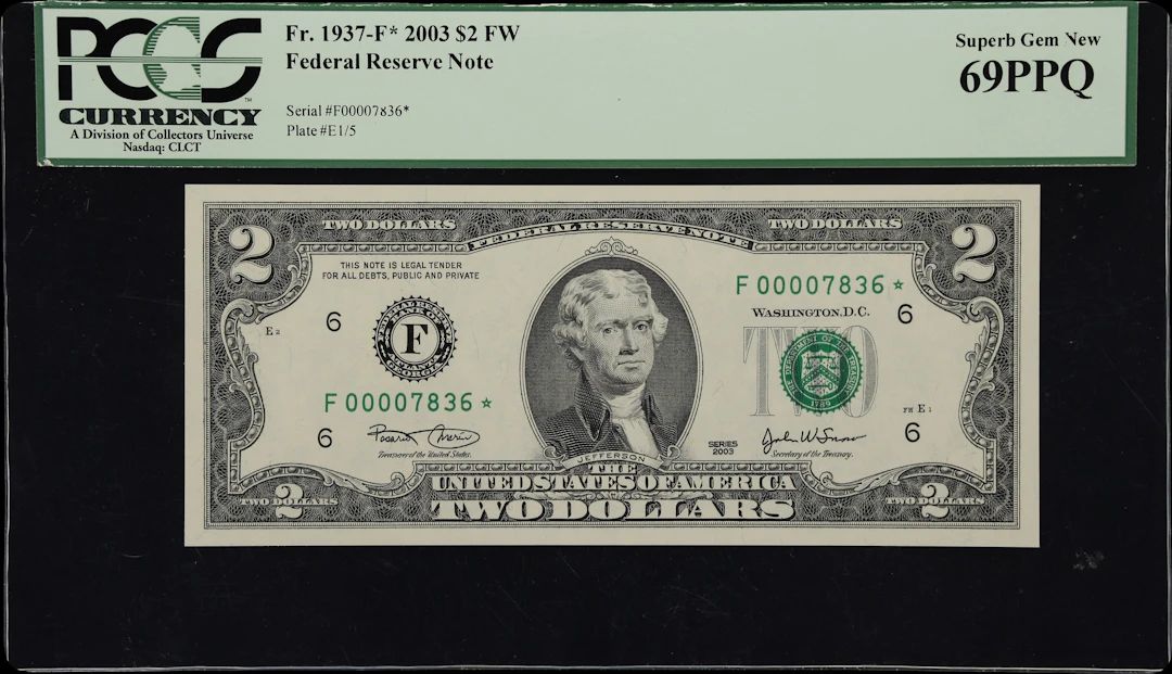 Fr. 1937-F*. 2003 $2 Federal Reserve Star Note. Atlanta. PCGS Currency