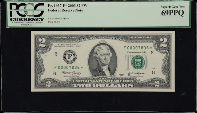 Fr. 1937-F*. 2003 $2 Federal Reserve Star Note. Atlanta. PCGS Currency