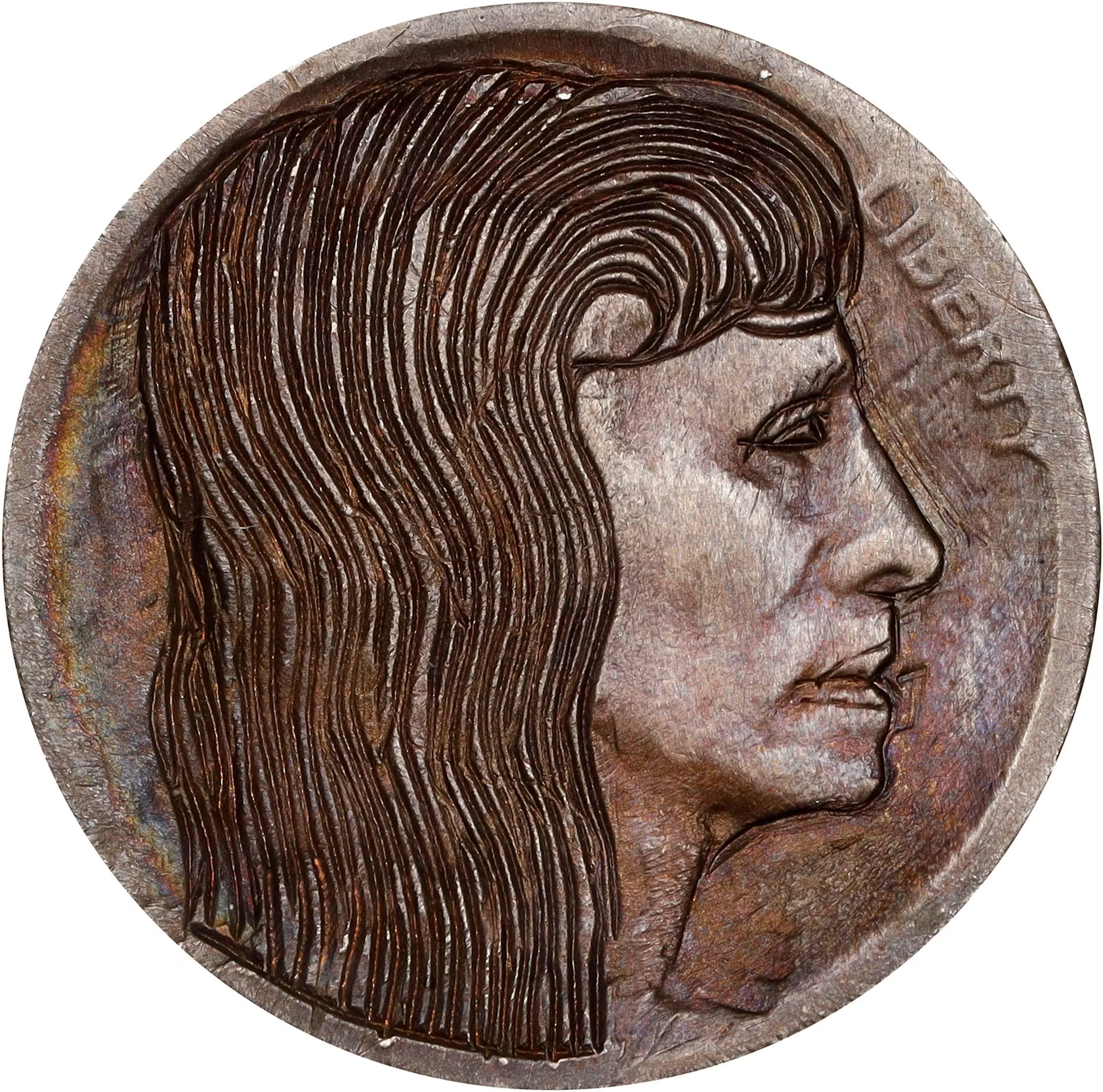 "Monique" Hobo Nickel. By Bo. Quality of Work: Average. Host coin: