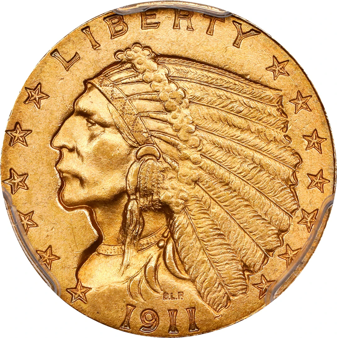 1911-D Indian Quarter Eagle. Strong D. MS-64 (PCGS).